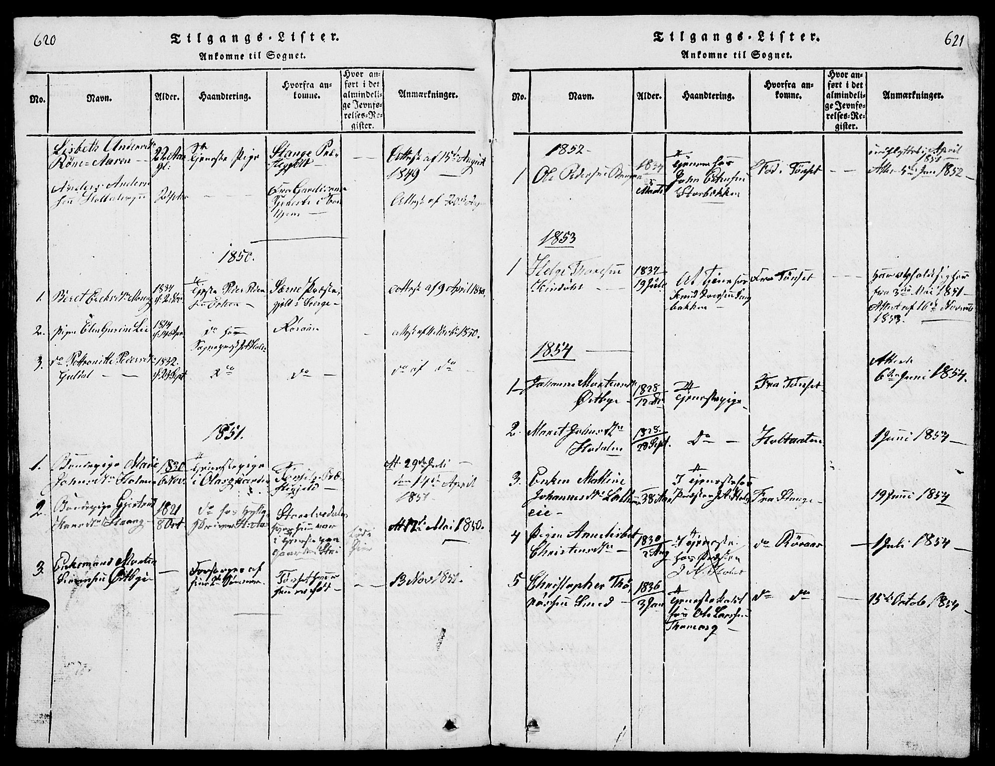 Tolga prestekontor, AV/SAH-PREST-062/L/L0001: Parish register (copy) no. 1, 1814-1877, p. 620-621