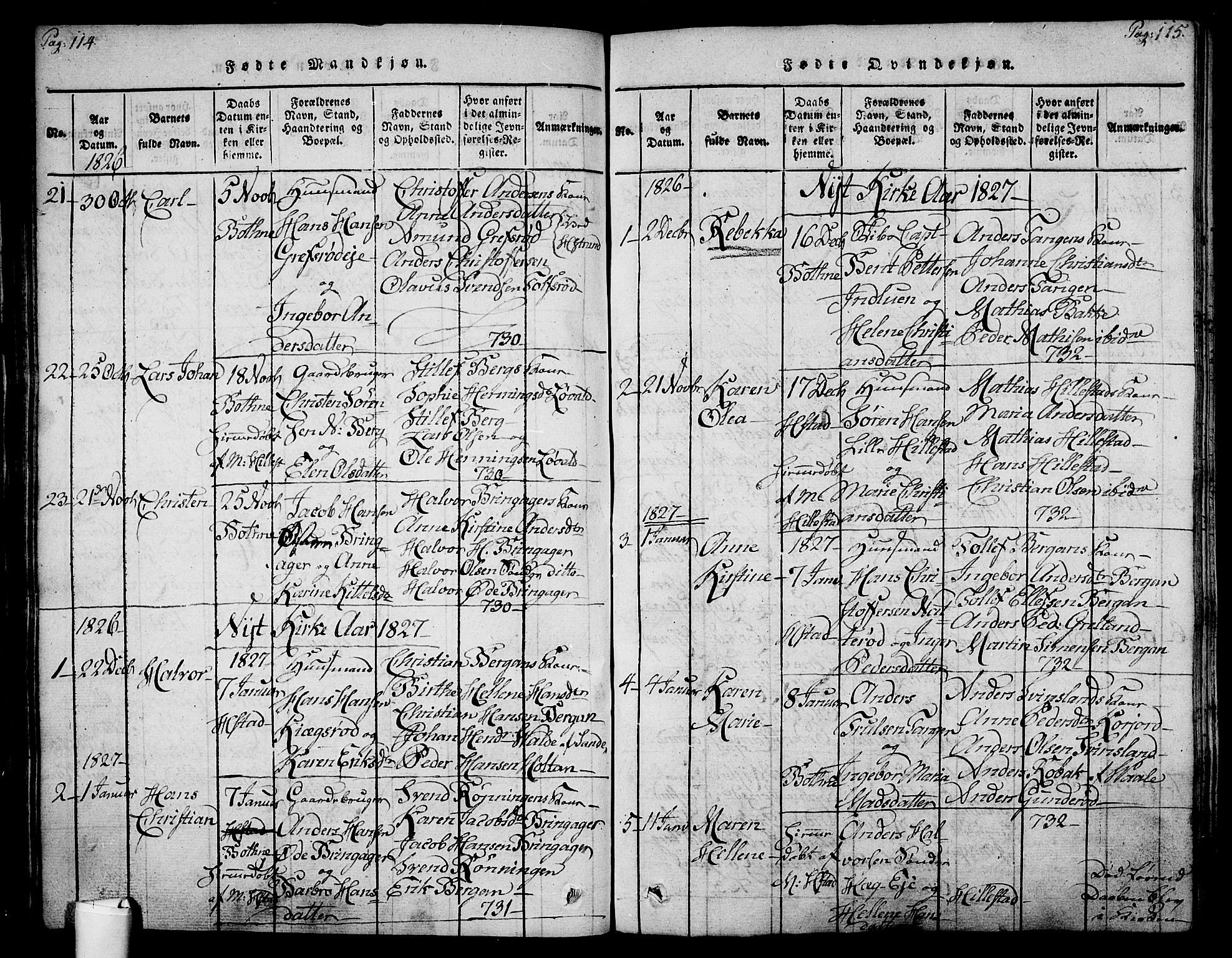 Botne kirkebøker, SAKO/A-340/F/Fa/L0005: Parish register (official) no. I 5, 1814-1836, p. 114-115