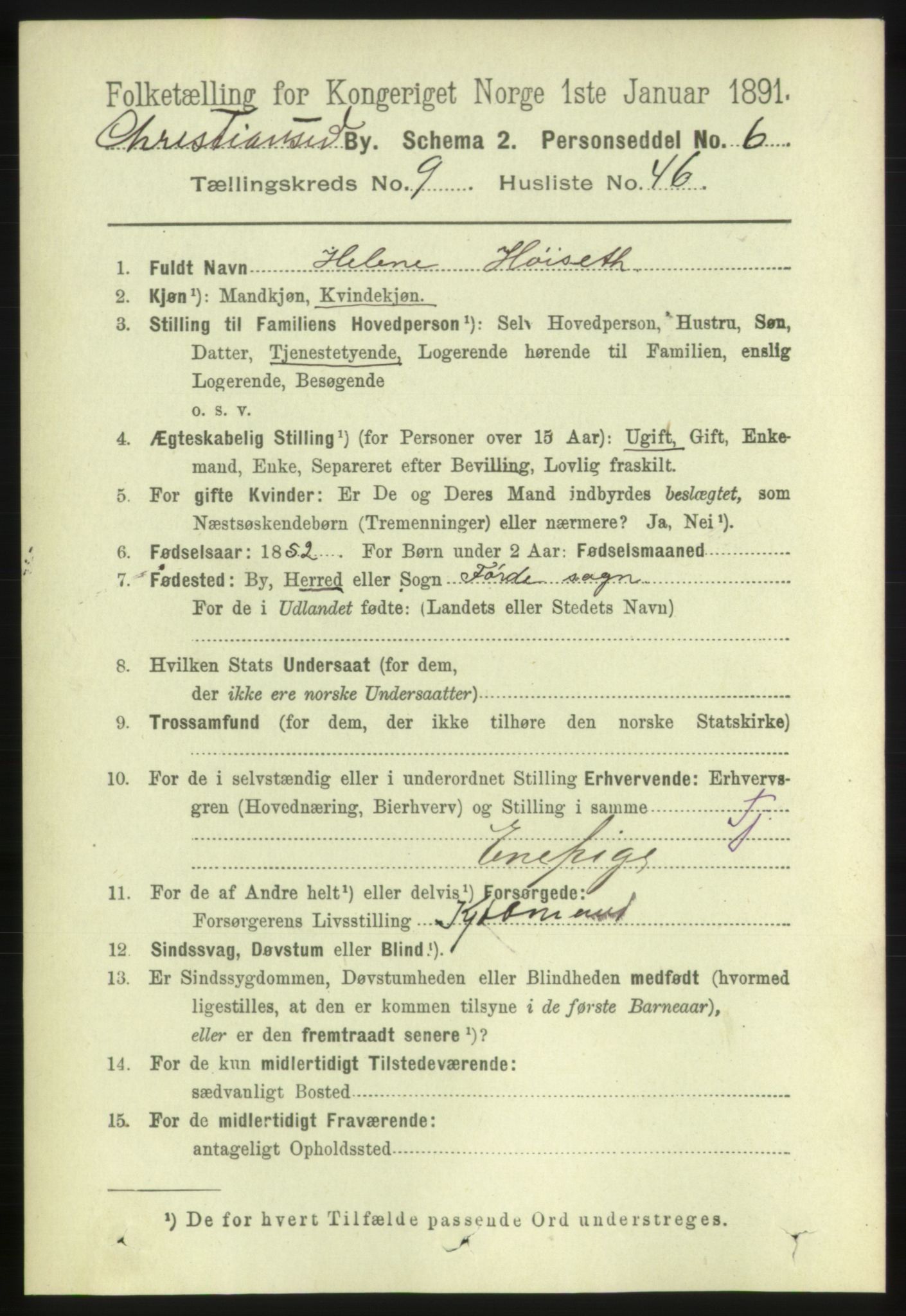 RA, 1891 census for 1503 Kristiansund, 1891, p. 7602