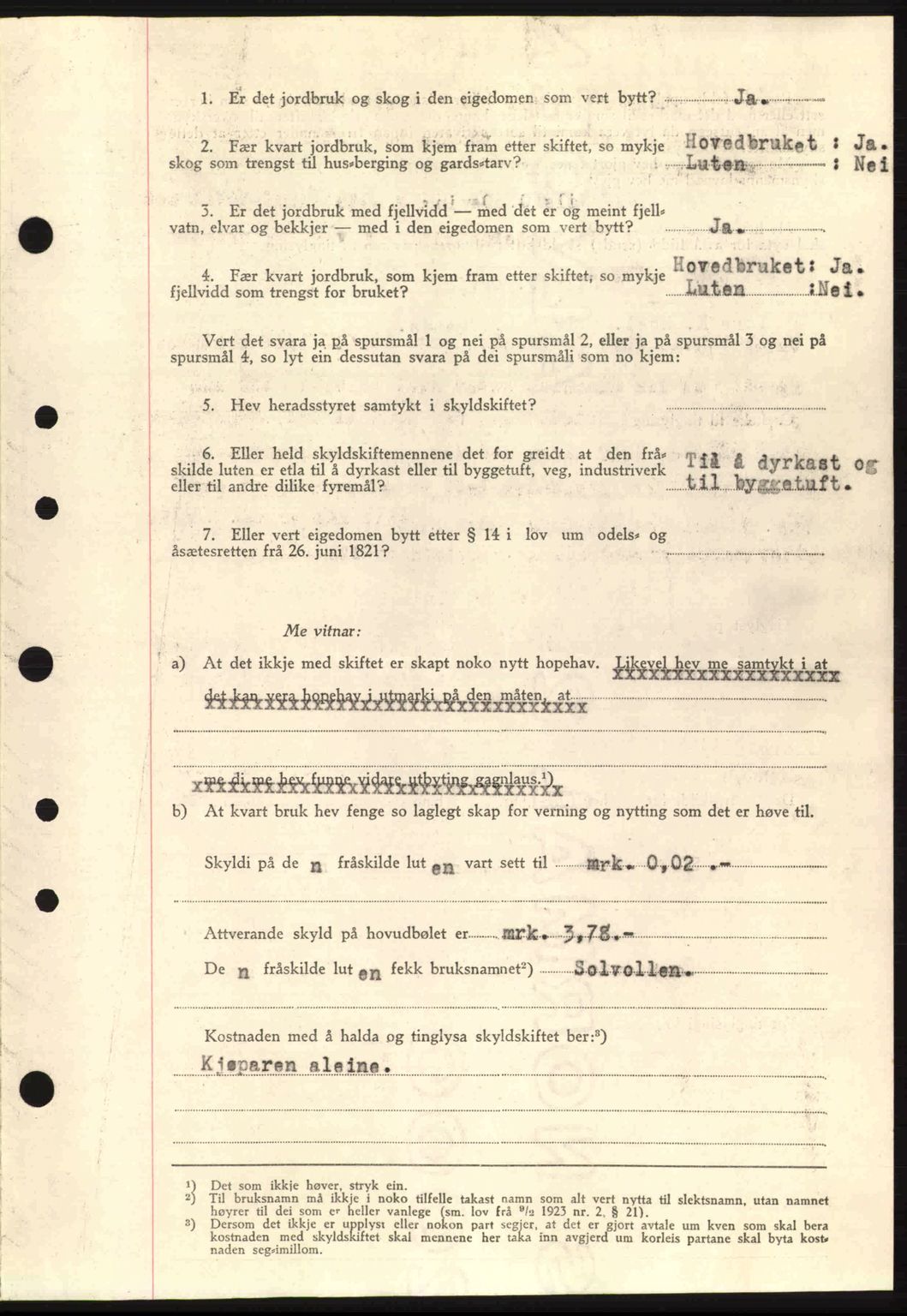 Nordre Sunnmøre sorenskriveri, AV/SAT-A-0006/1/2/2C/2Ca: Mortgage book no. A15, 1942-1943, Diary no: : 1882/1942