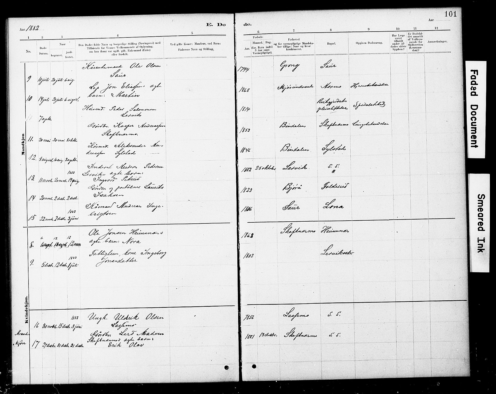 Ministerialprotokoller, klokkerbøker og fødselsregistre - Nord-Trøndelag, AV/SAT-A-1458/783/L0661: Parish register (copy) no. 783C01, 1878-1893, p. 101