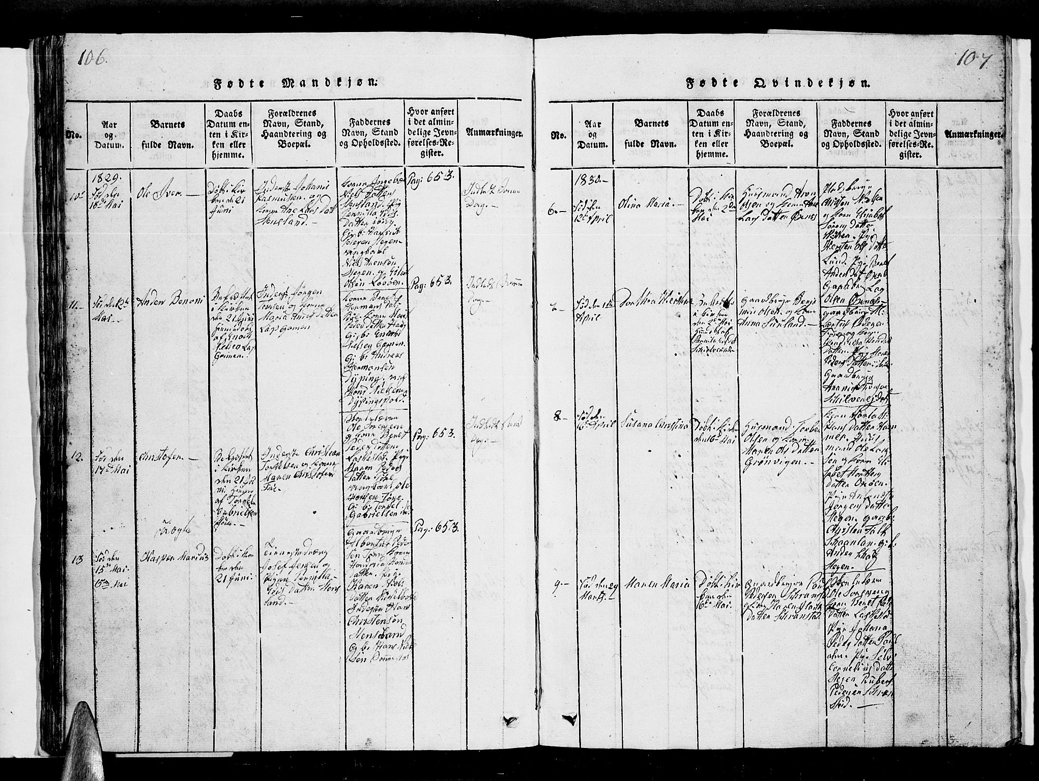 Ministerialprotokoller, klokkerbøker og fødselsregistre - Nordland, AV/SAT-A-1459/855/L0812: Parish register (copy) no. 855C01, 1821-1838, p. 106-107