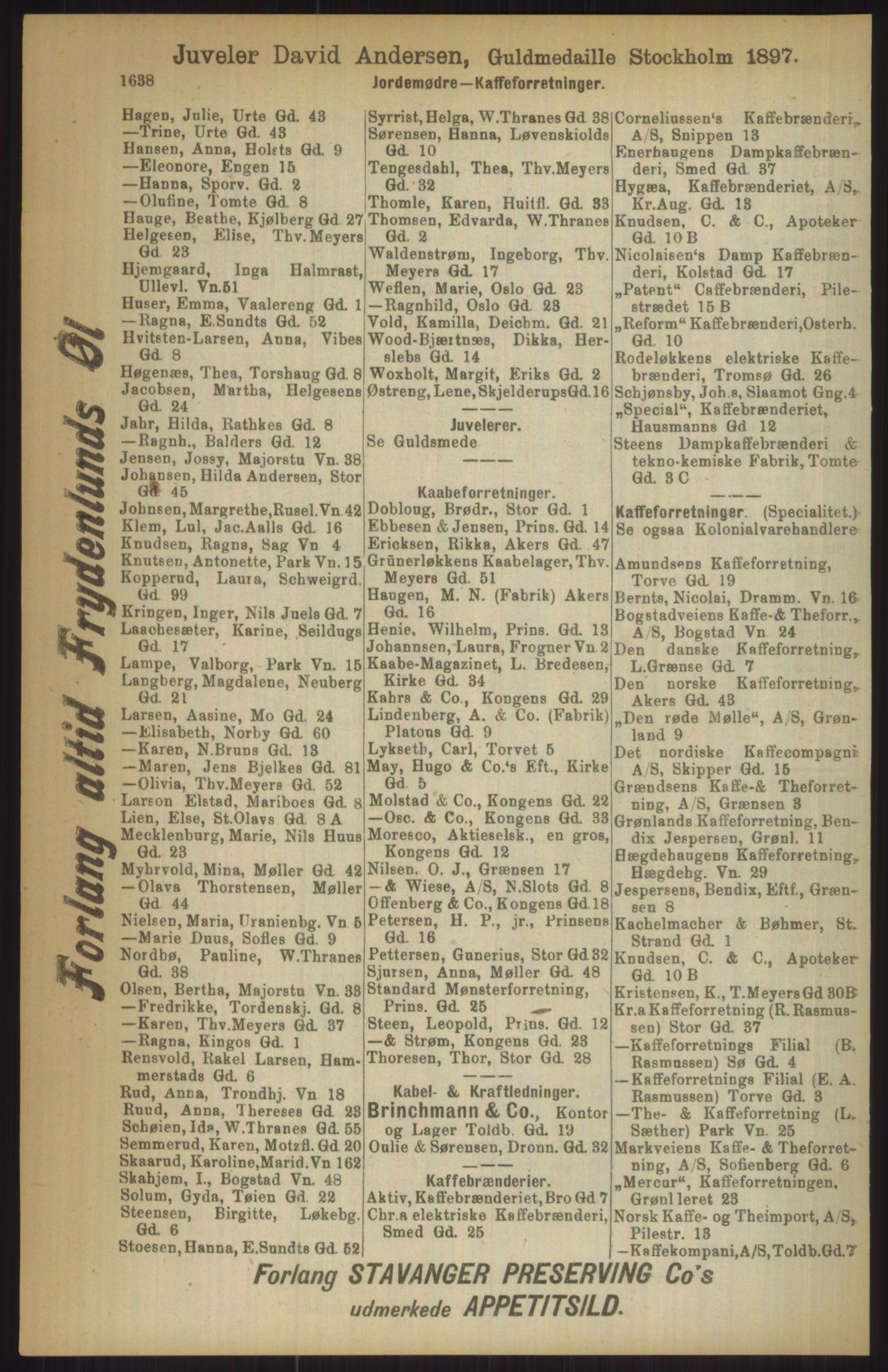 Kristiania/Oslo adressebok, PUBL/-, 1911, p. 1638