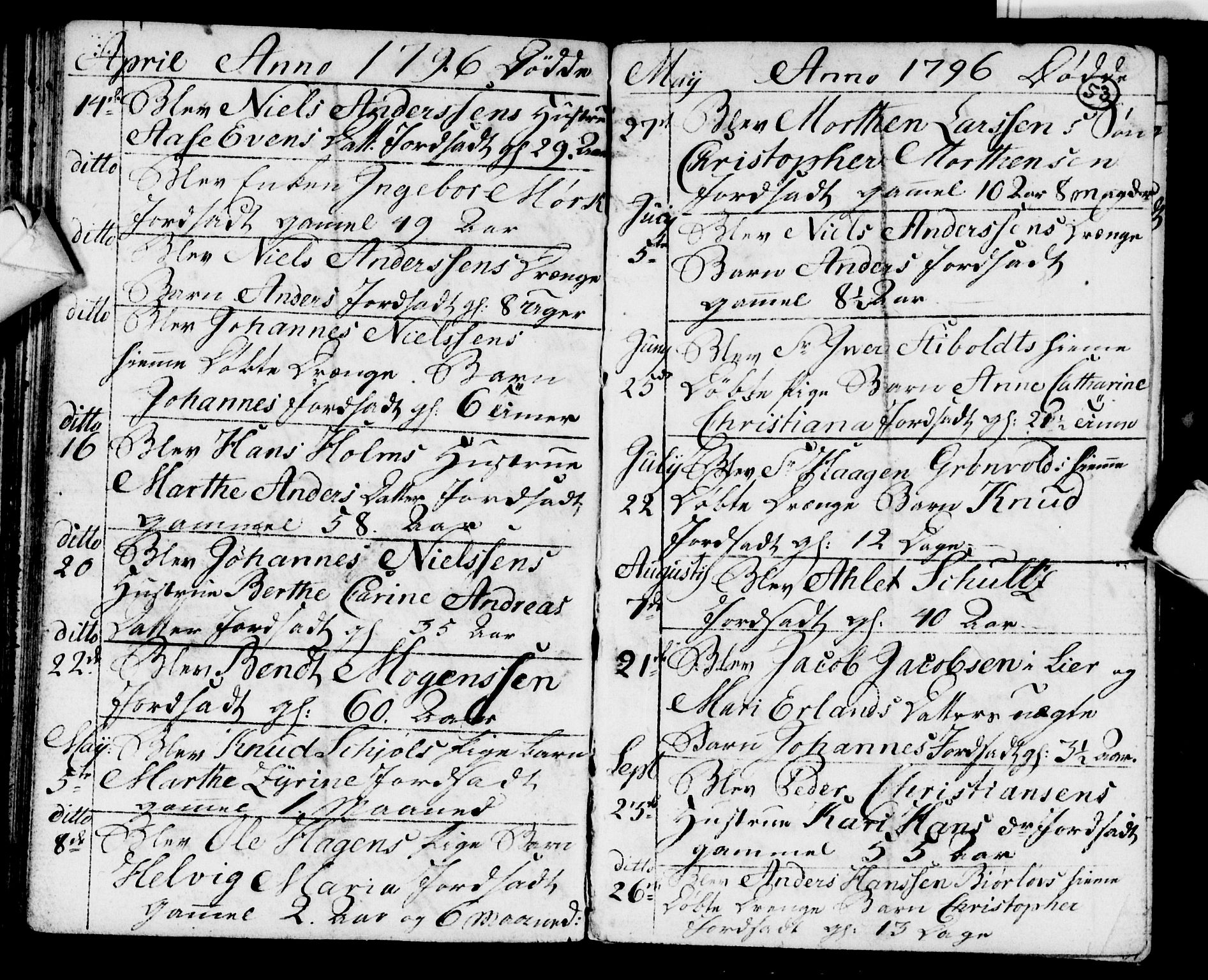 Strømsø kirkebøker, AV/SAKO-A-246/F/Fb/L0003: Parish register (official) no. II 3, 1793-1799, p. 53