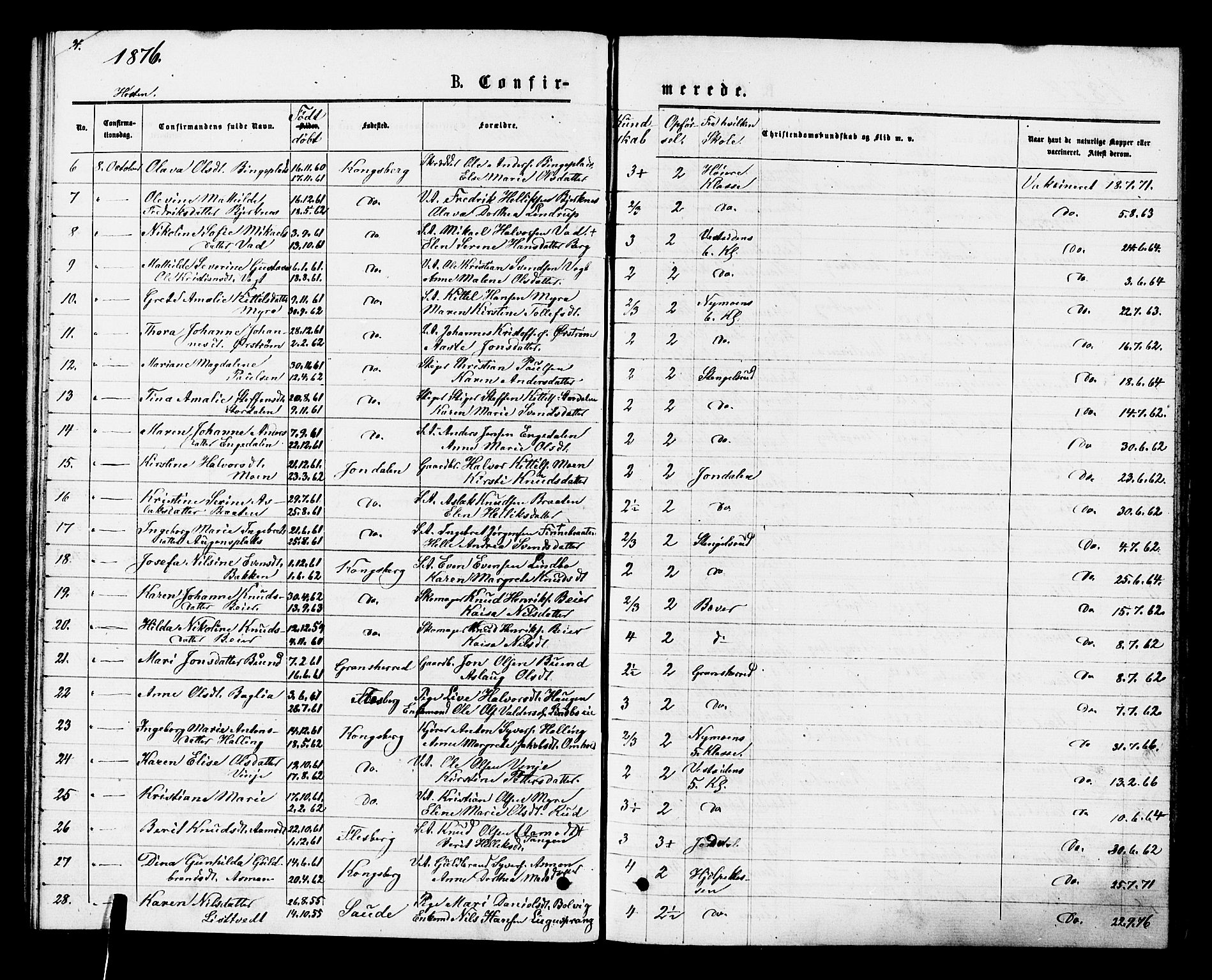 Kongsberg kirkebøker, SAKO/A-22/F/Fa/L0011: Parish register (official) no. I 11, 1876-1877, p. 24