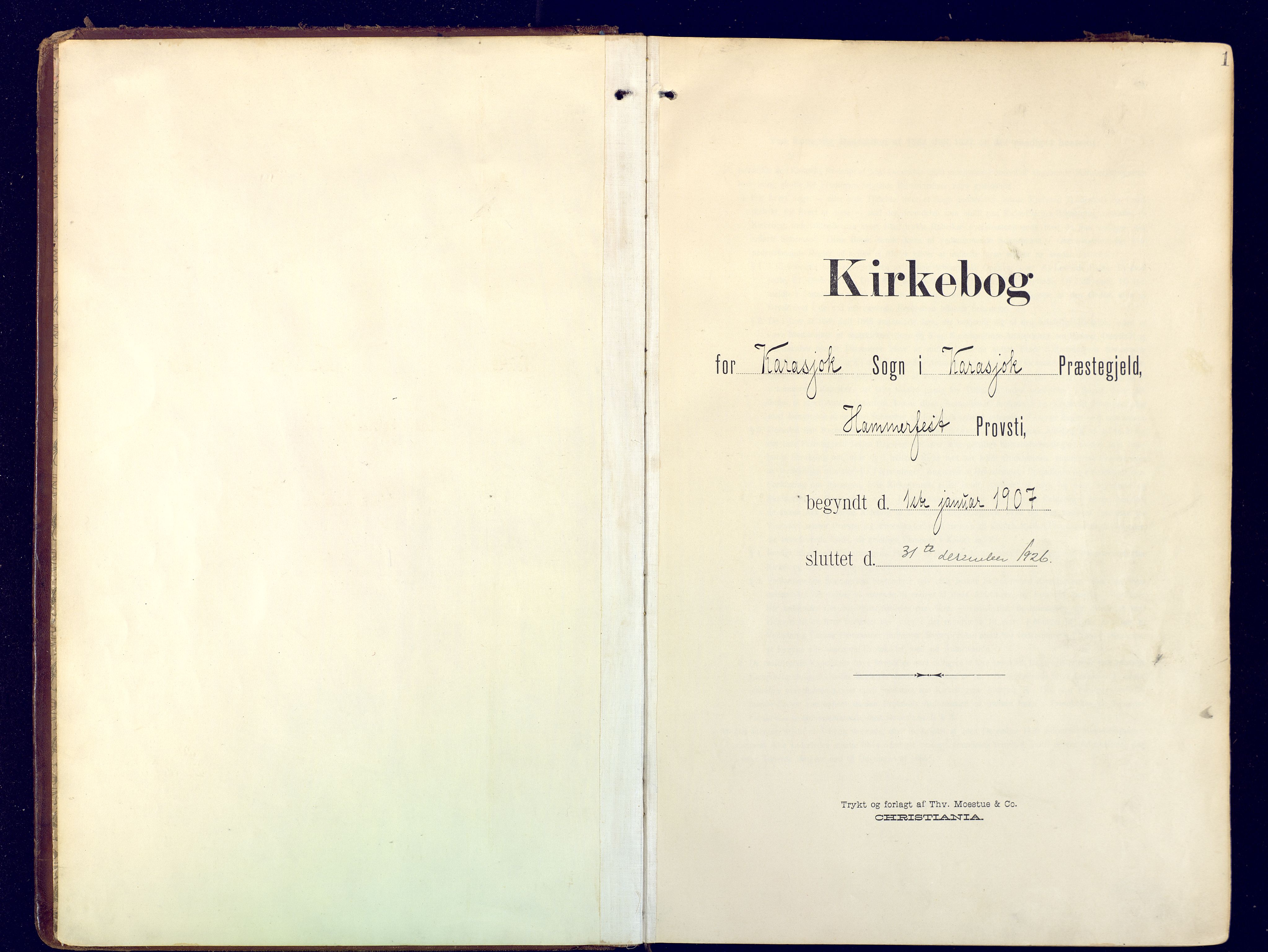 Karasjok sokneprestkontor, SATØ/S-1352/H/Ha: Parish register (official) no. 3, 1907-1926, p. 1