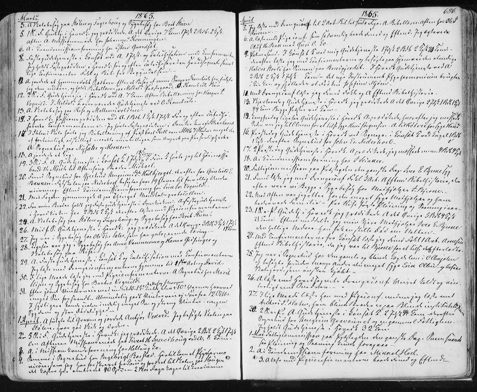Ministerialprotokoller, klokkerbøker og fødselsregistre - Sør-Trøndelag, AV/SAT-A-1456/678/L0899: Parish register (official) no. 678A08, 1848-1872, p. 686