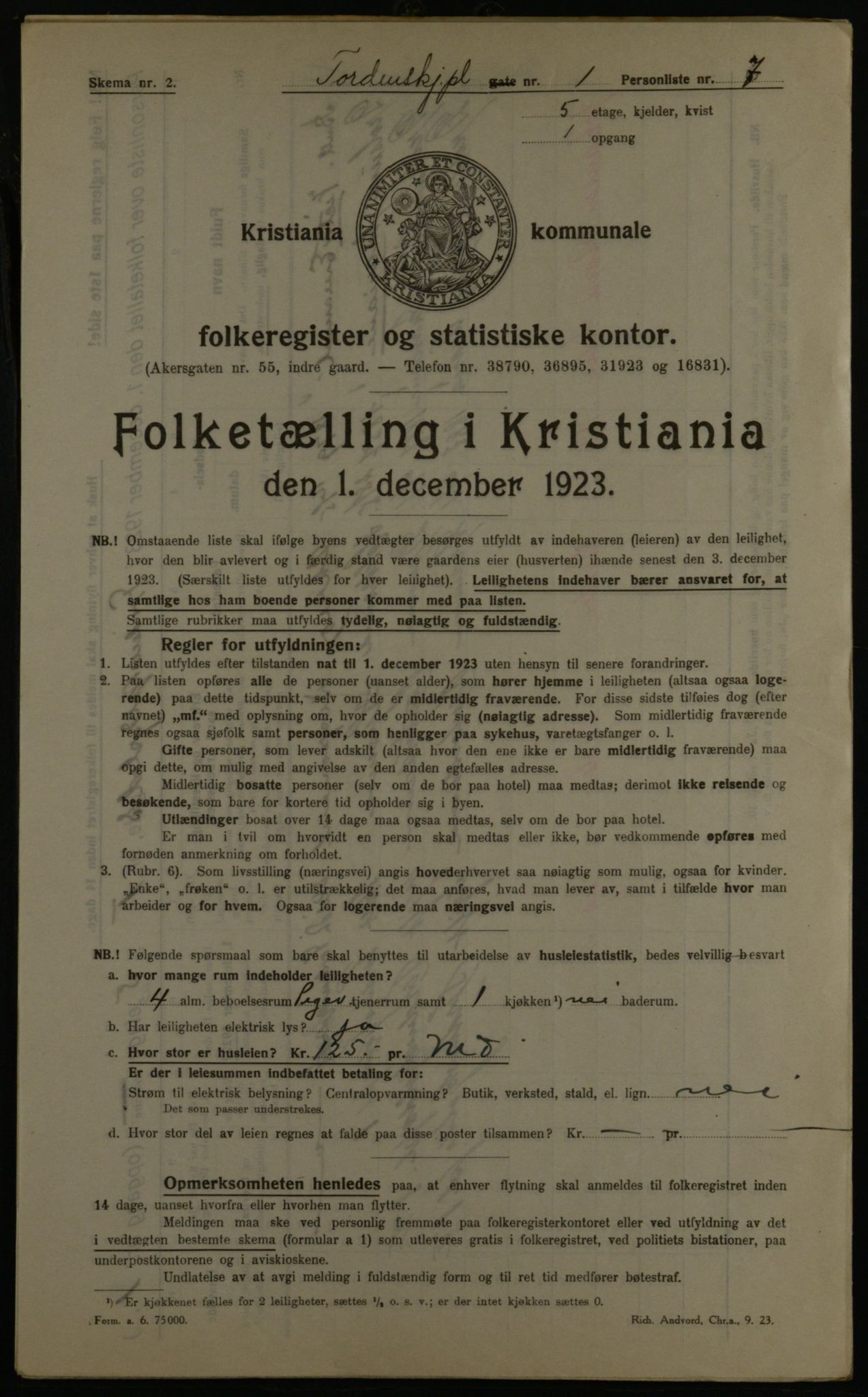 OBA, Municipal Census 1923 for Kristiania, 1923, p. 125596