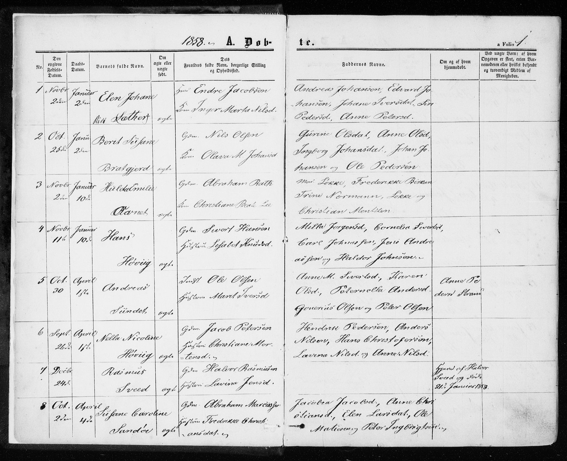 Ministerialprotokoller, klokkerbøker og fødselsregistre - Sør-Trøndelag, SAT/A-1456/657/L0705: Parish register (official) no. 657A06, 1858-1867, p. 1