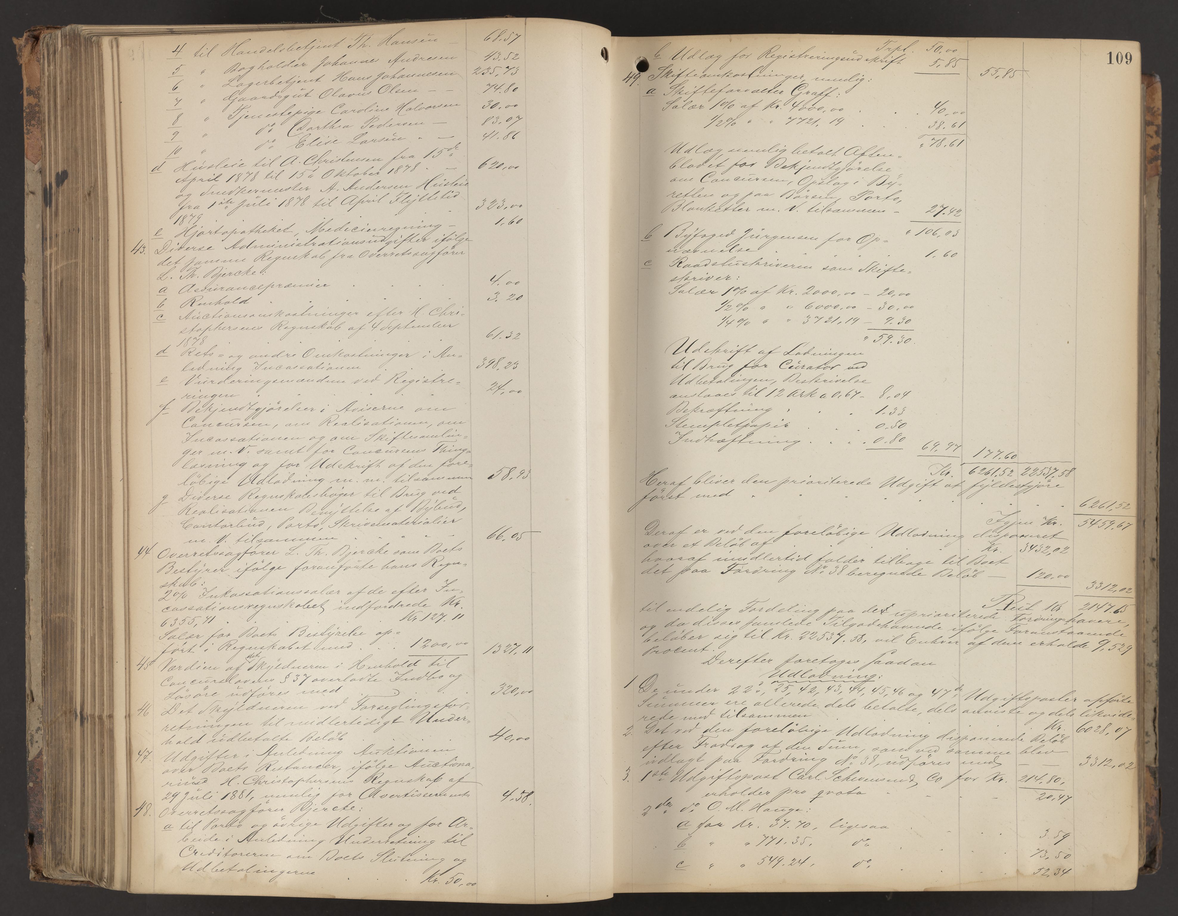 Oslo skifterett, AV/SAO-A-10383/H/Hd/Hda/L0013: Skifteutlodningsprotokoll, 1881-1885, p. 108b-109a