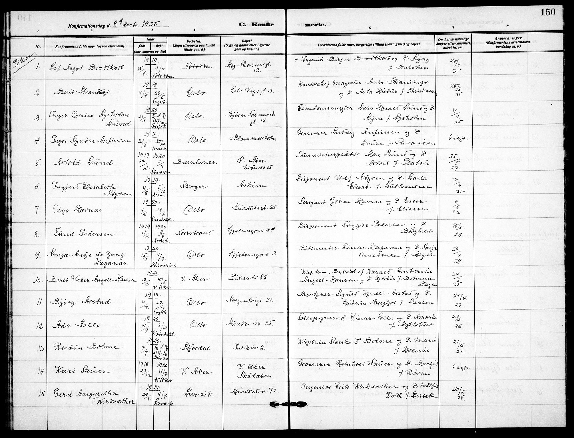 Garnisonsmenigheten Kirkebøker, AV/SAO-A-10846/F/Fa/L0017: Parish register (official) no. 17, 1926-1937, p. 150