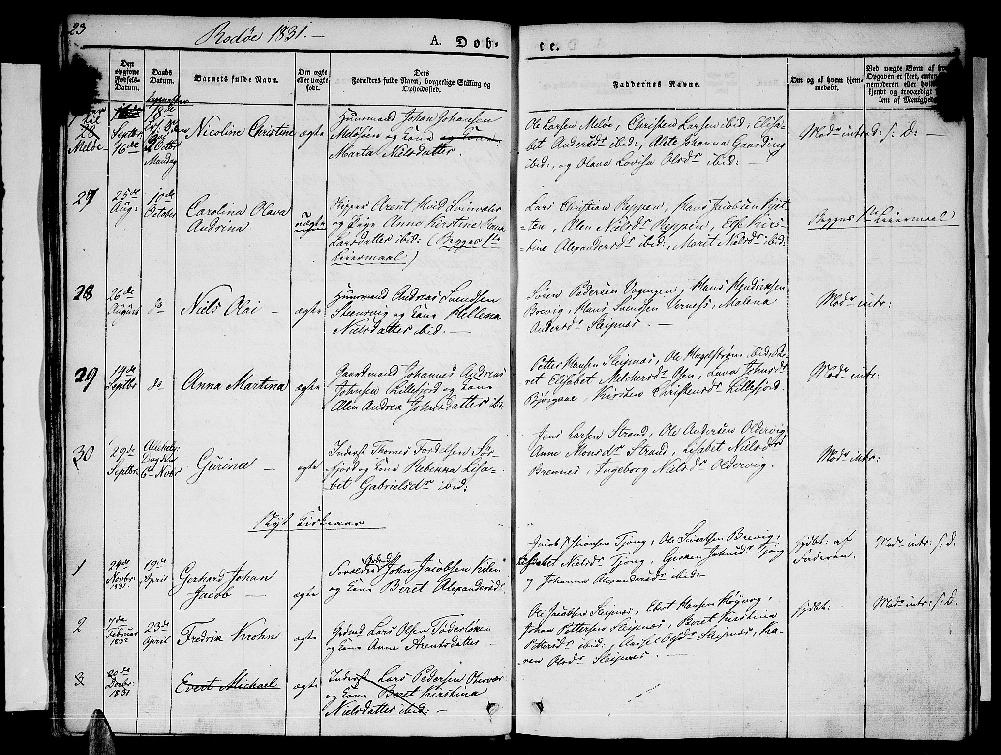 Ministerialprotokoller, klokkerbøker og fødselsregistre - Nordland, AV/SAT-A-1459/841/L0598: Parish register (official) no. 841A06 /1, 1825-1844, p. 23