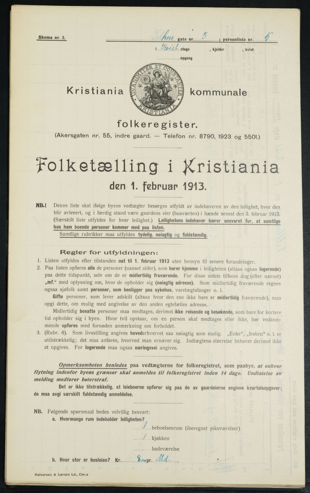 OBA, Municipal Census 1913 for Kristiania, 1913, p. 107589