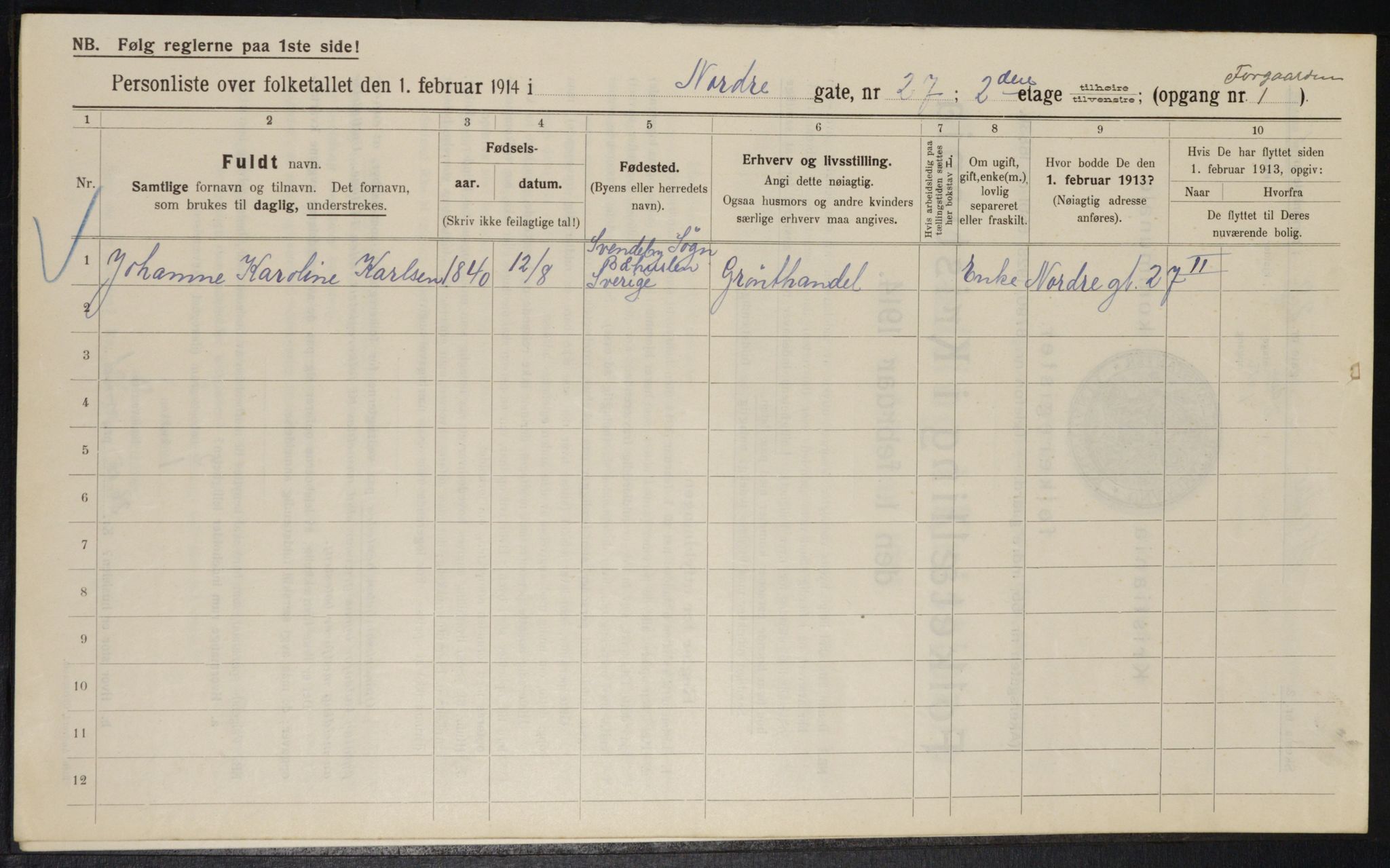 OBA, Municipal Census 1914 for Kristiania, 1914, p. 73355