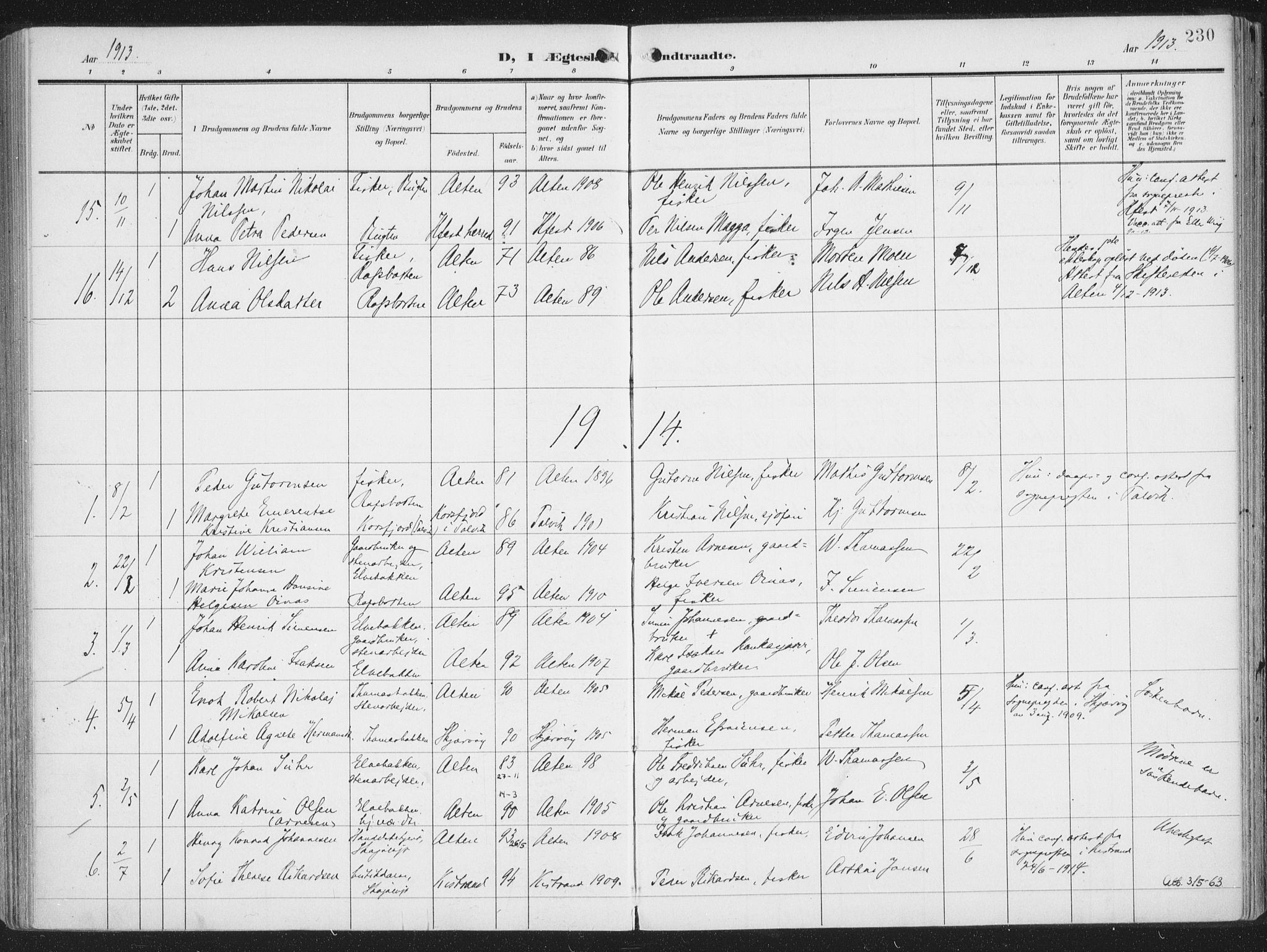 Alta sokneprestkontor, SATØ/S-1338/H/Ha/L0005.kirke: Parish register (official) no. 5, 1904-1918, p. 230