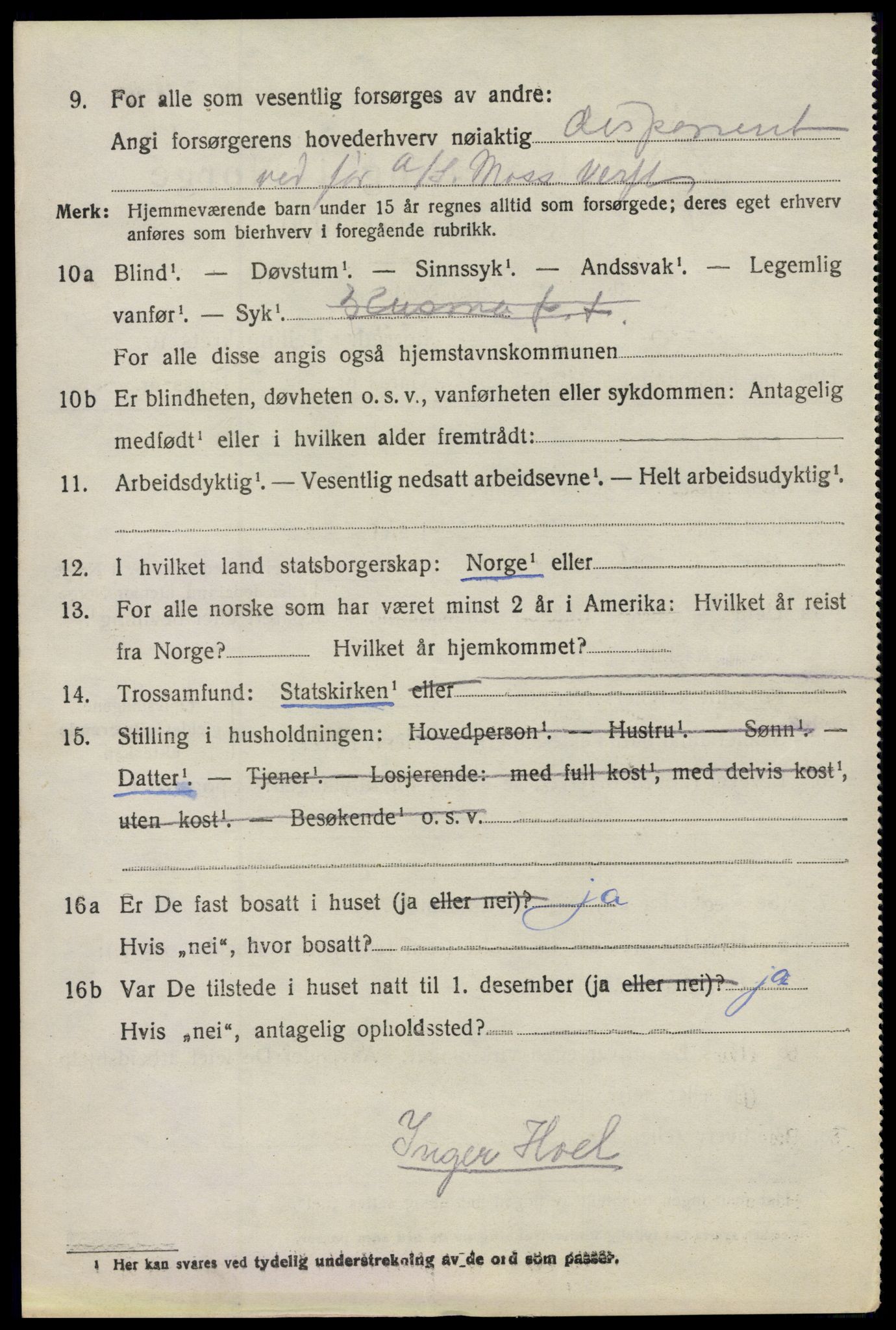 SAO, 1920 census for Moss land district, 1920, p. 4812