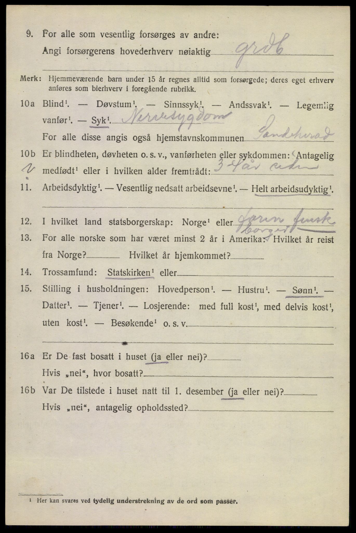 SAKO, 1920 census for Sandeherred, 1920, p. 20721