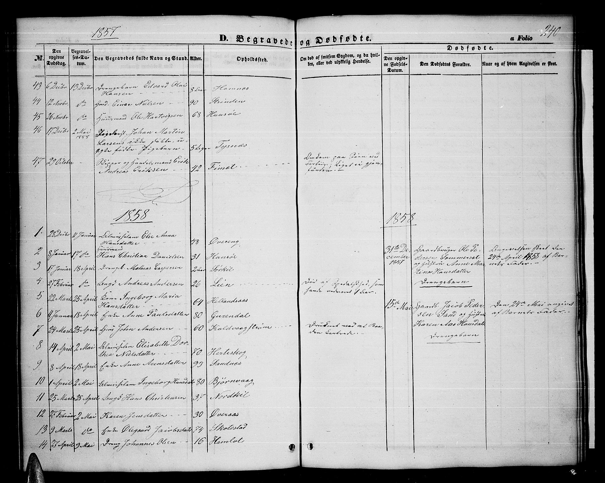 Ministerialprotokoller, klokkerbøker og fødselsregistre - Nordland, AV/SAT-A-1459/859/L0857: Parish register (copy) no. 859C03, 1854-1873, p. 240