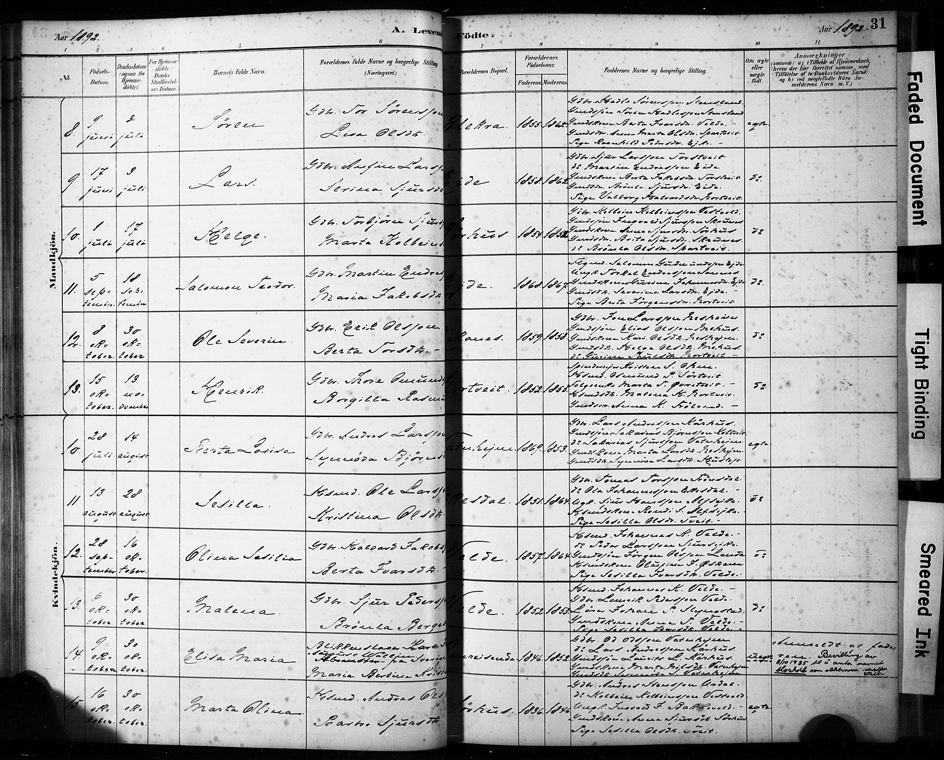 Skjold sokneprestkontor, AV/SAST-A-101847/H/Ha/Haa/L0009: Parish register (official) no. A 9, 1882-1898, p. 31