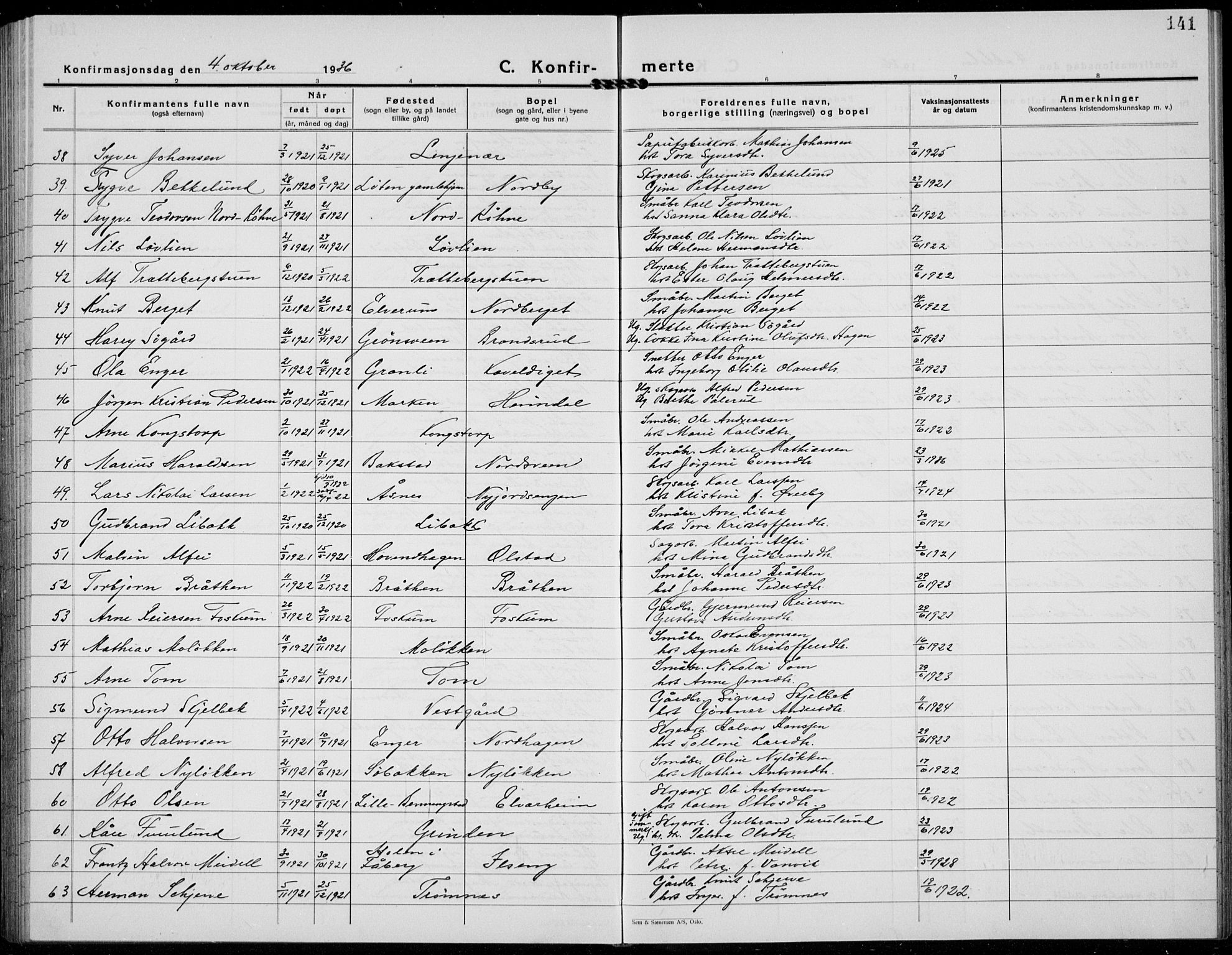 Løten prestekontor, AV/SAH-PREST-022/L/La/L0009: Parish register (copy) no. 9, 1930-1939, p. 141