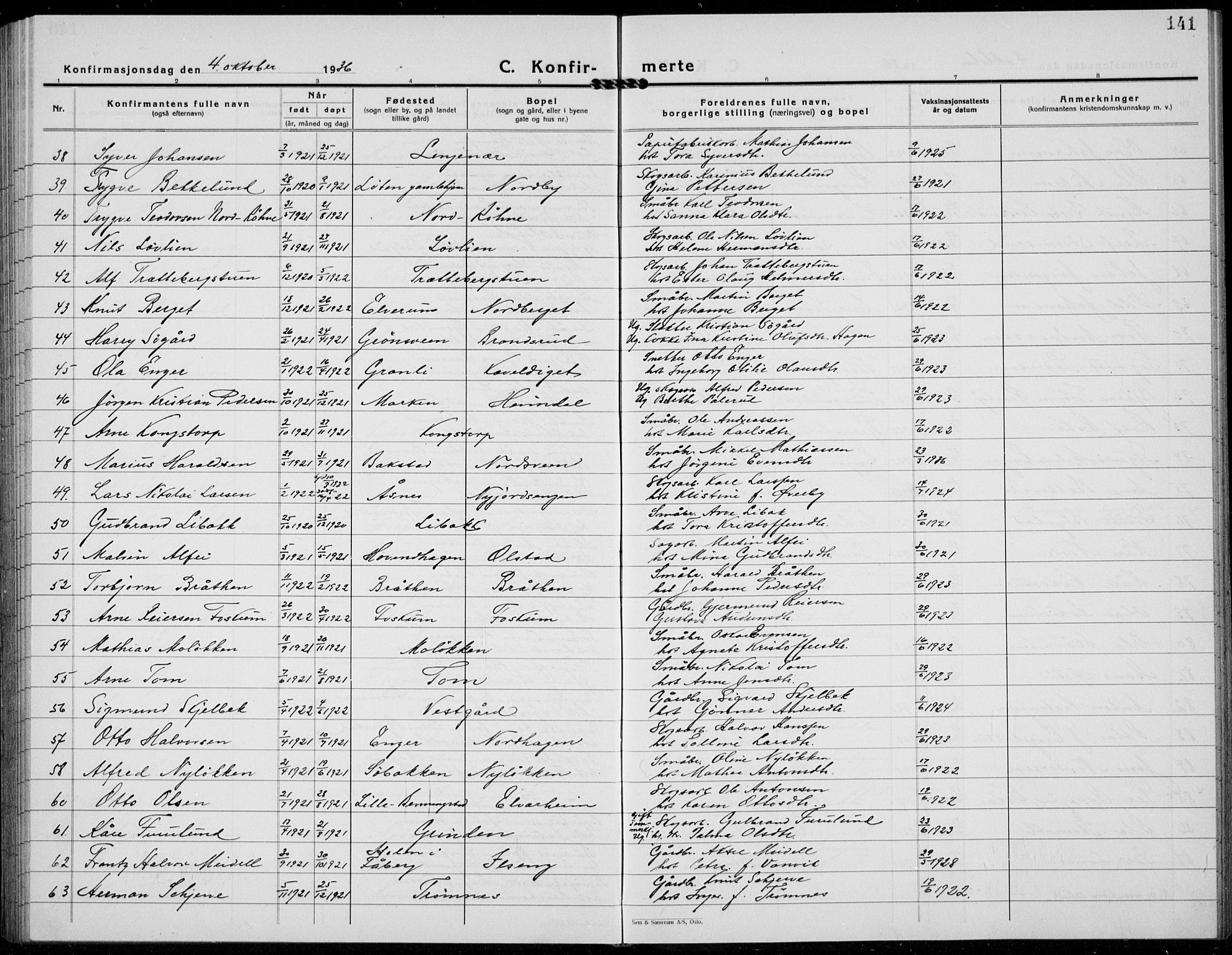 Løten prestekontor, AV/SAH-PREST-022/L/La/L0009: Parish register (copy) no. 9, 1930-1939, p. 141