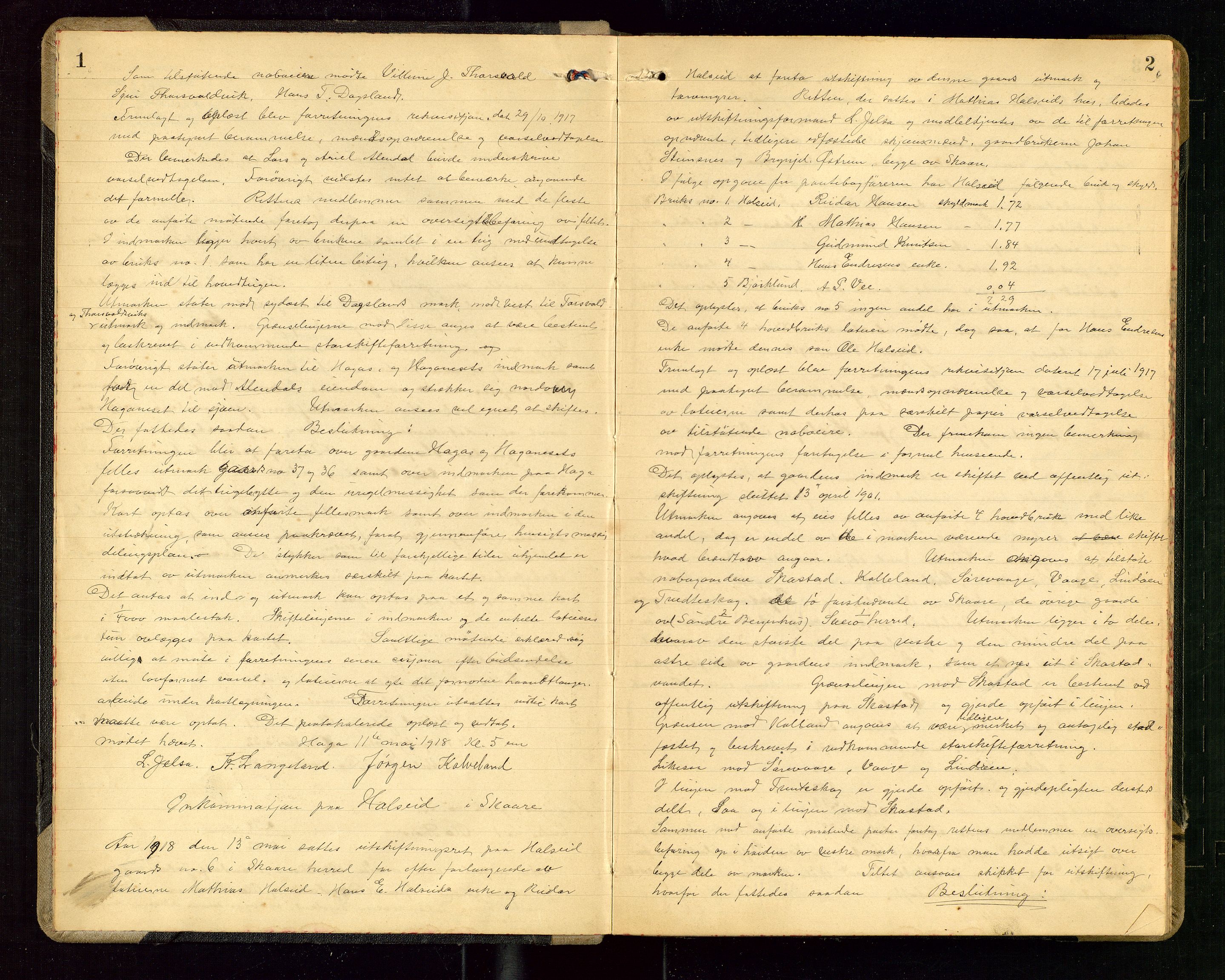 Rogaland jordskifterett, AV/SAST-A-102426/Oa/L0102: Forhandlingsprotokoll, 1910-1920, p. 1-2