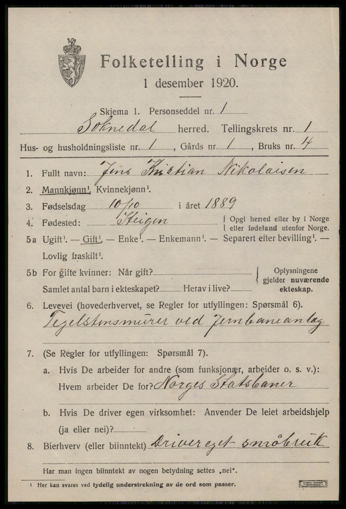 SAT, 1920 census for Soknedal, 1920, p. 762