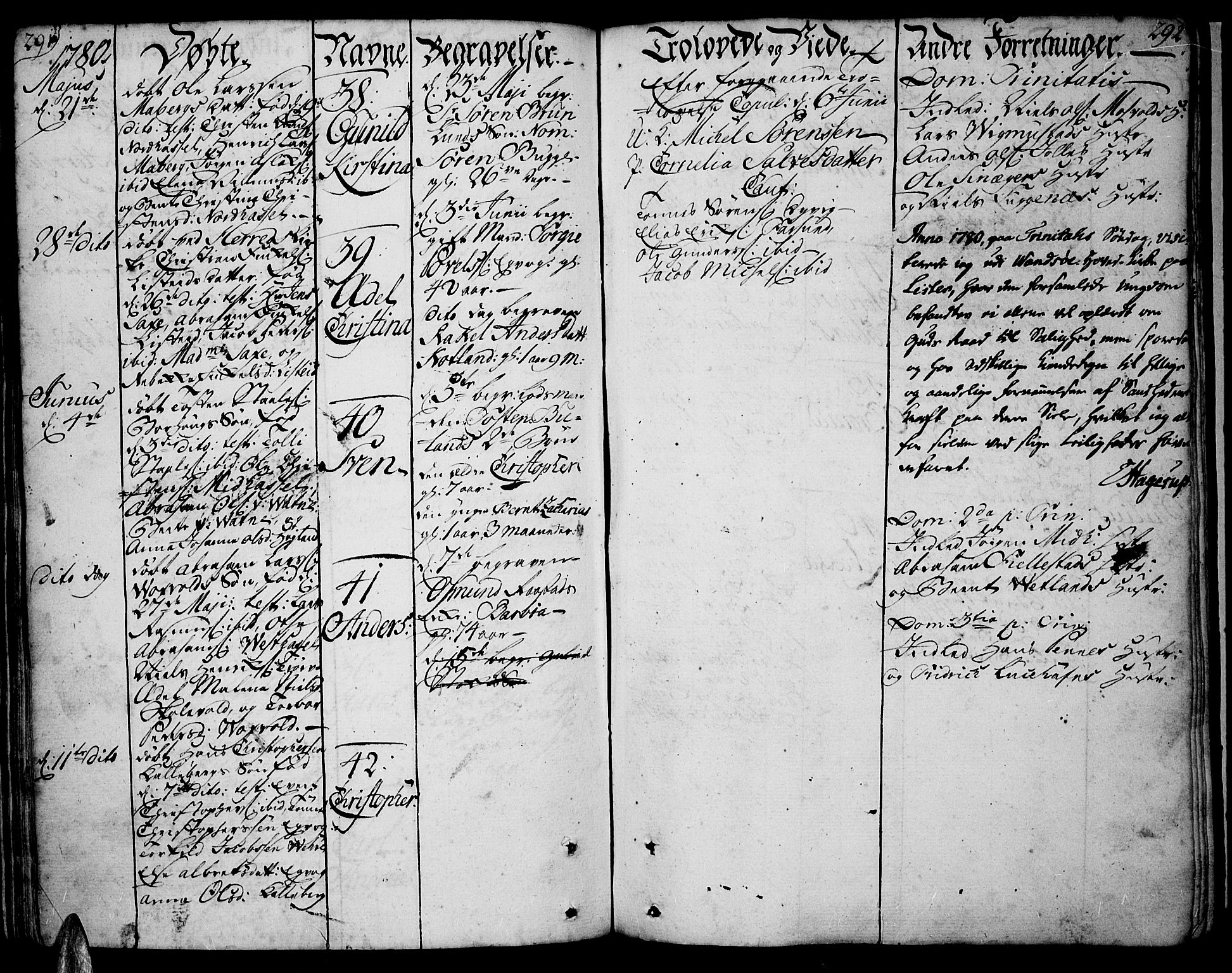 Lista sokneprestkontor, AV/SAK-1111-0027/F/Fa/L0004: Parish register (official) no. A 4, 1768-1794, p. 291-292