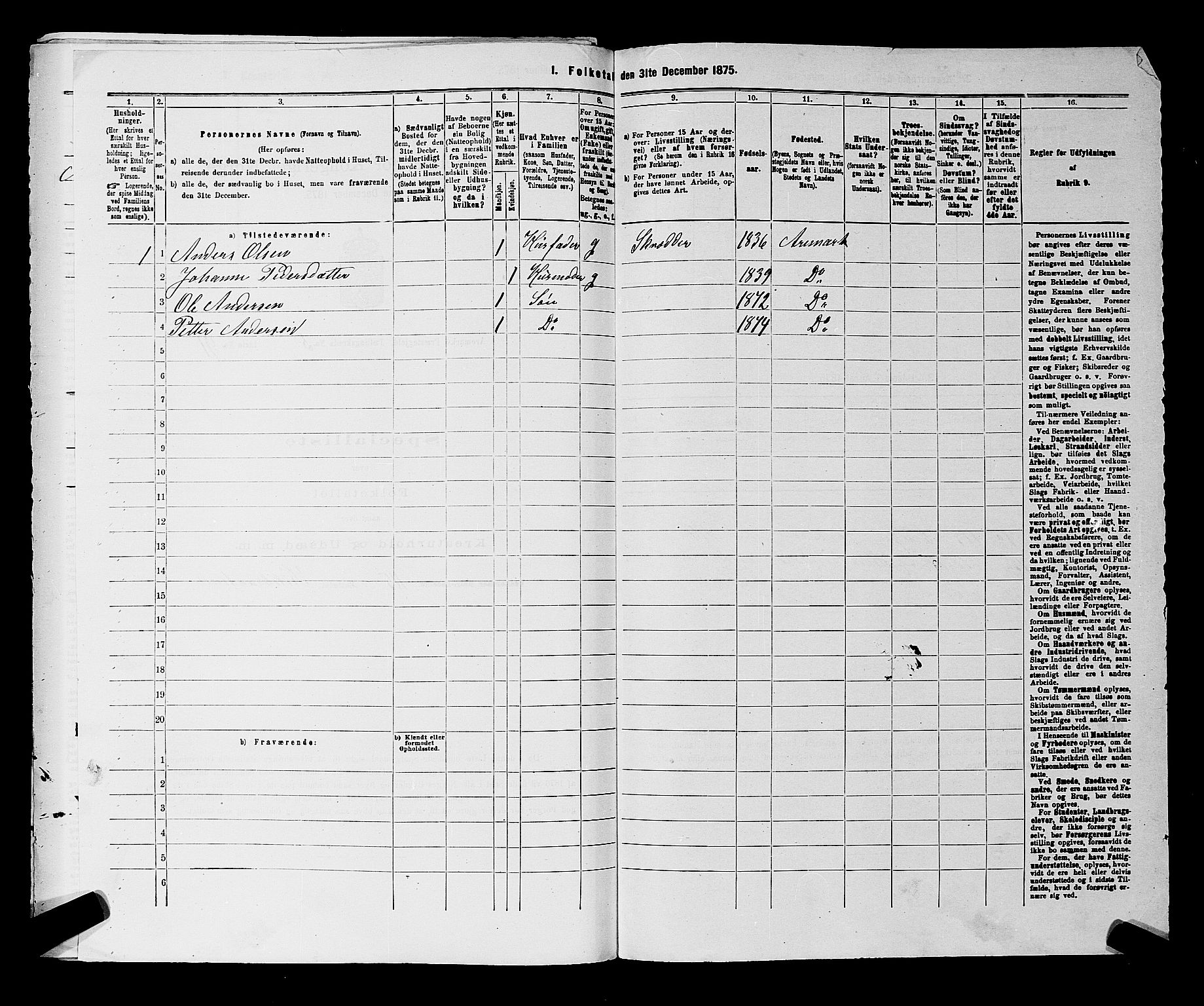 RA, 1875 census for 0118P Aremark, 1875, p. 828
