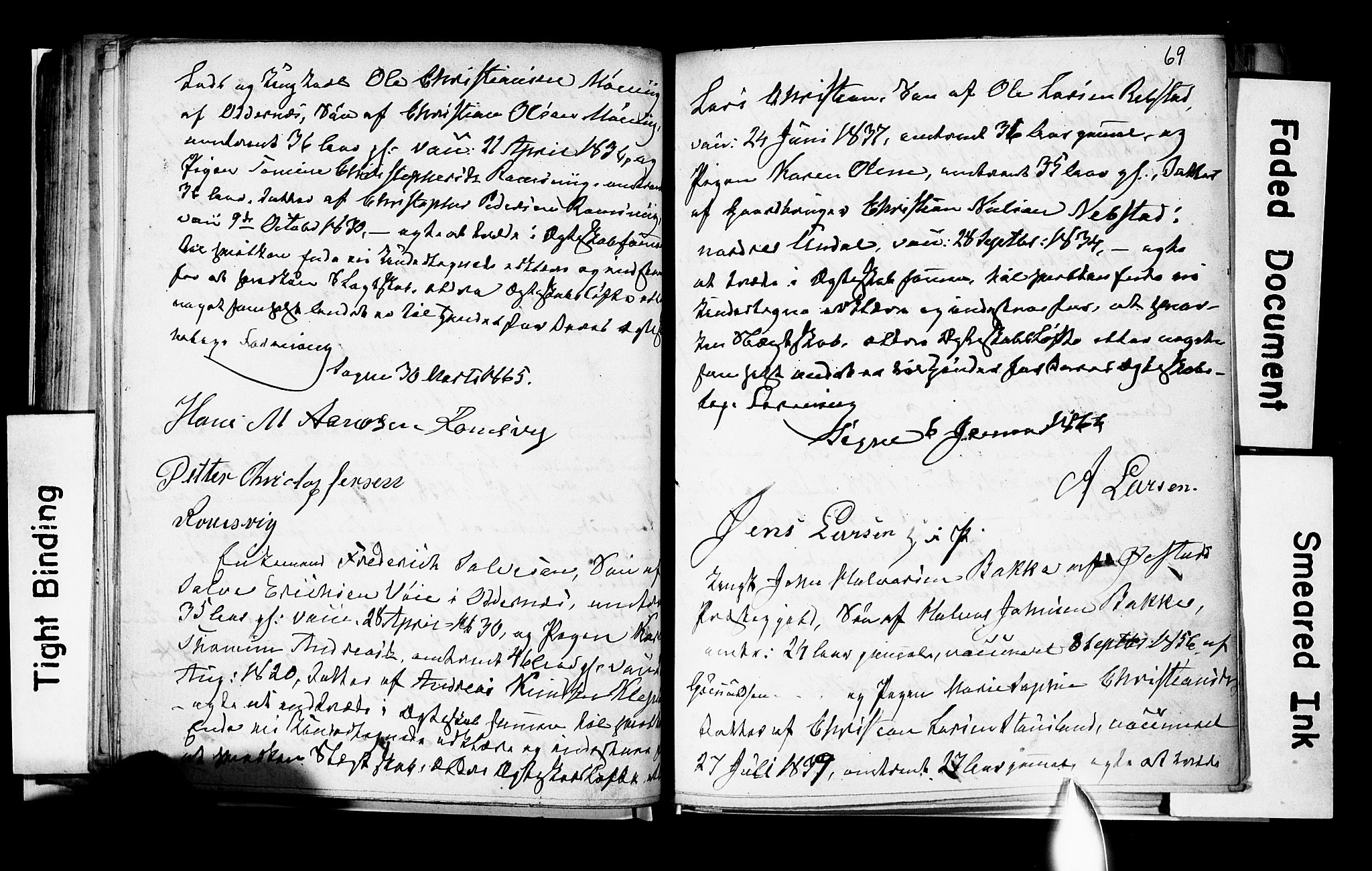 Søgne sokneprestkontor, SAK/1111-0037/F/Fe/L0001: Banns register no. A III 1, 1853-1870, p. 69