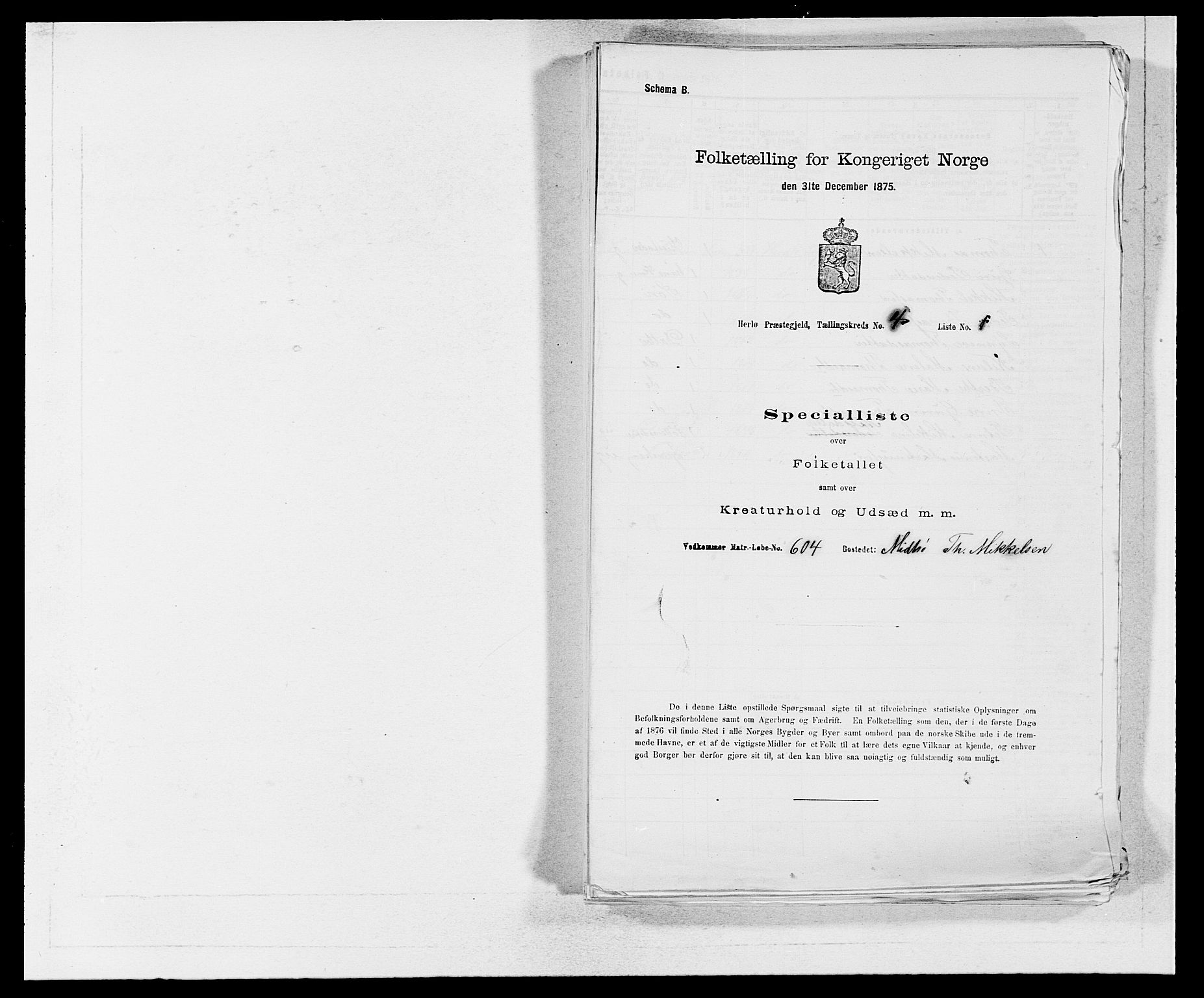SAB, 1875 census for 1258P Herdla, 1875, p. 493
