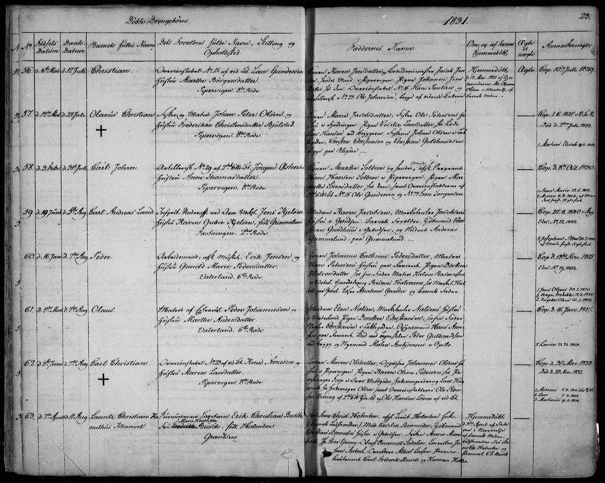 Garnisonsmenigheten Kirkebøker, AV/SAO-A-10846/F/Fa/L0006: Parish register (official) no. 6, 1828-1841, p. 23