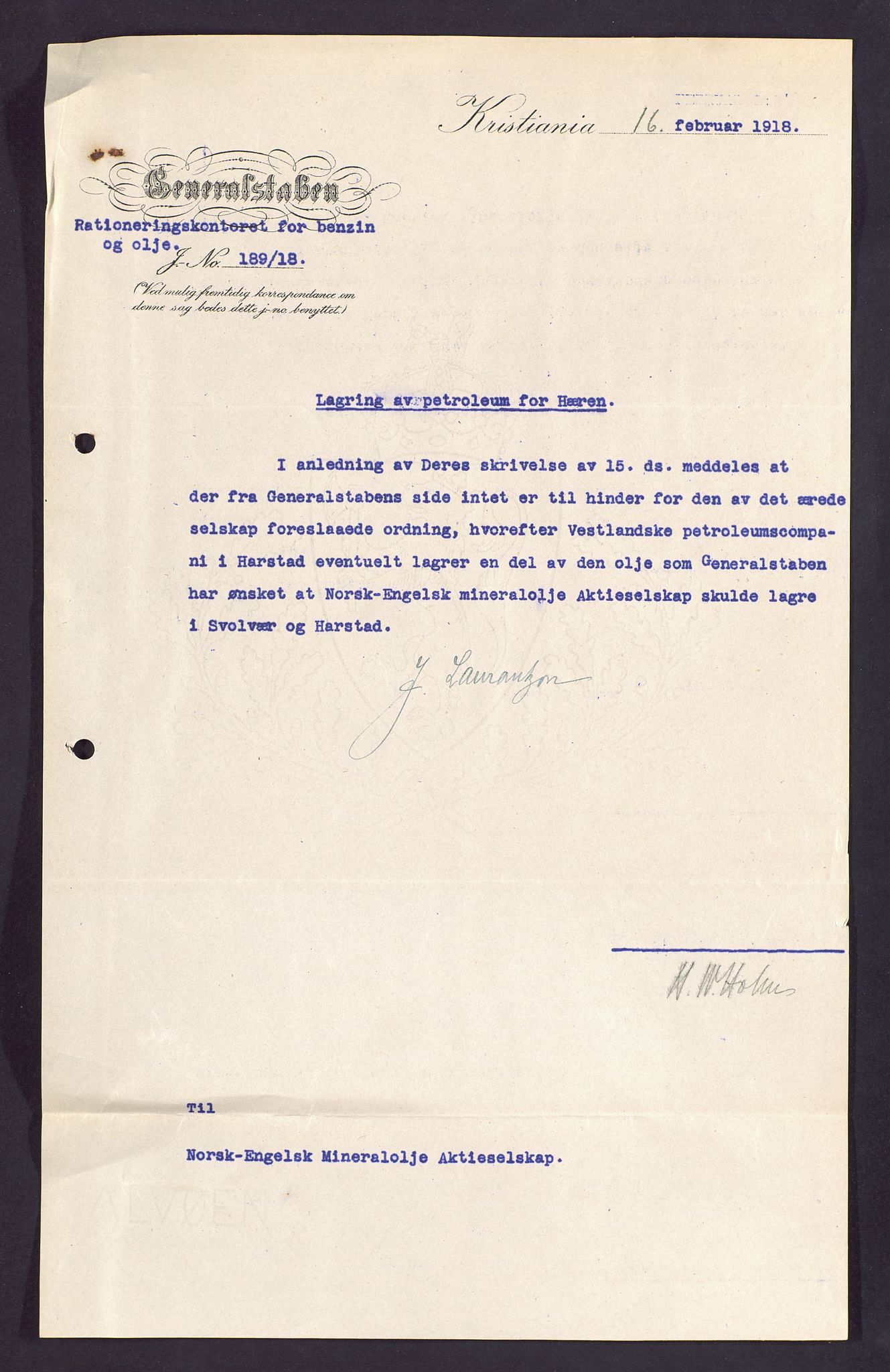 Pa 1521 - A/S Norske Shell, SAST/A-101915/E/Ea/Eaa/L0003: Sjefskorrespondanse, 1918, p. 20