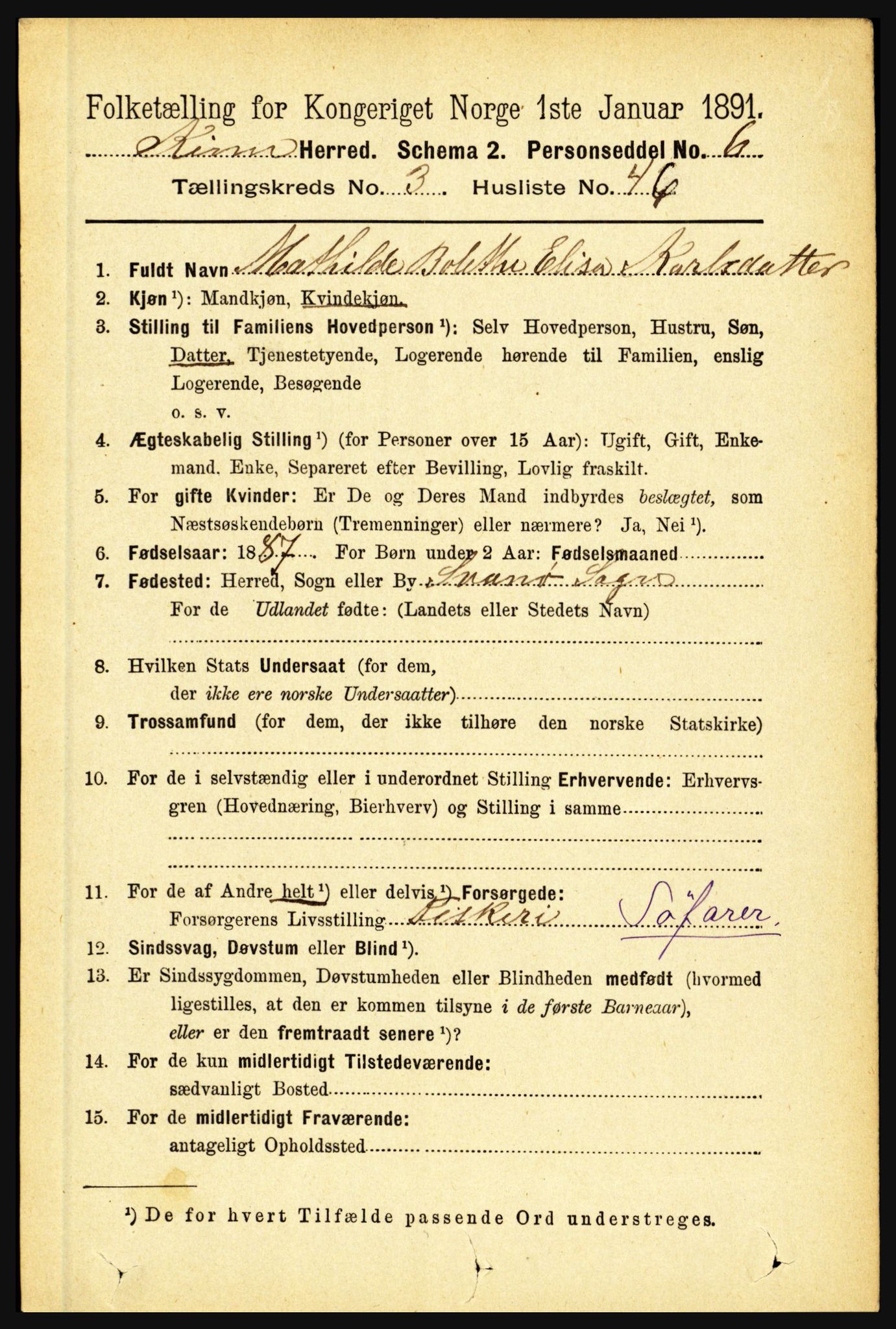 RA, 1891 census for 1437 Kinn, 1891, p. 1248