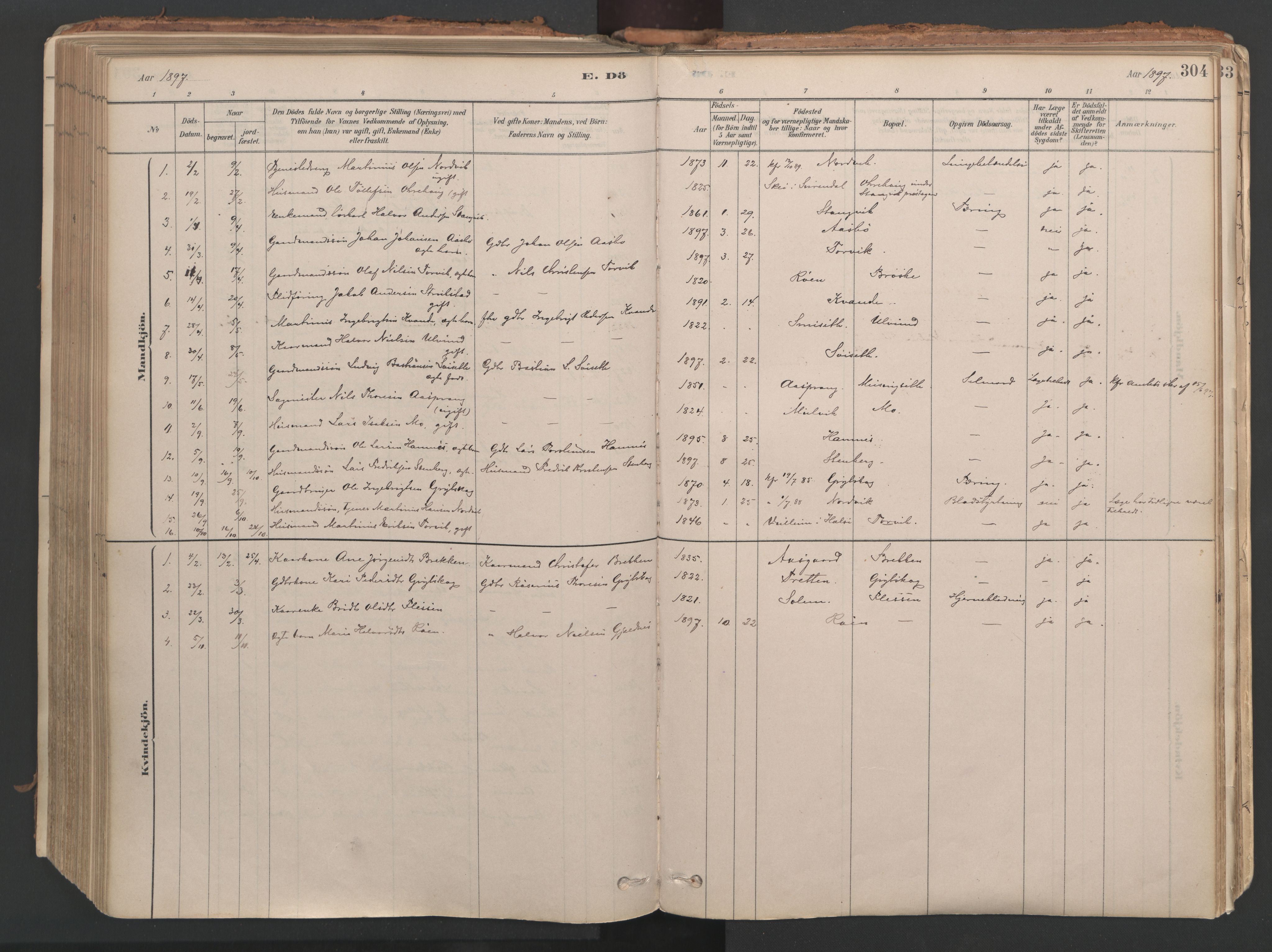 Ministerialprotokoller, klokkerbøker og fødselsregistre - Møre og Romsdal, AV/SAT-A-1454/592/L1029: Parish register (official) no. 592A07, 1879-1902, p. 304