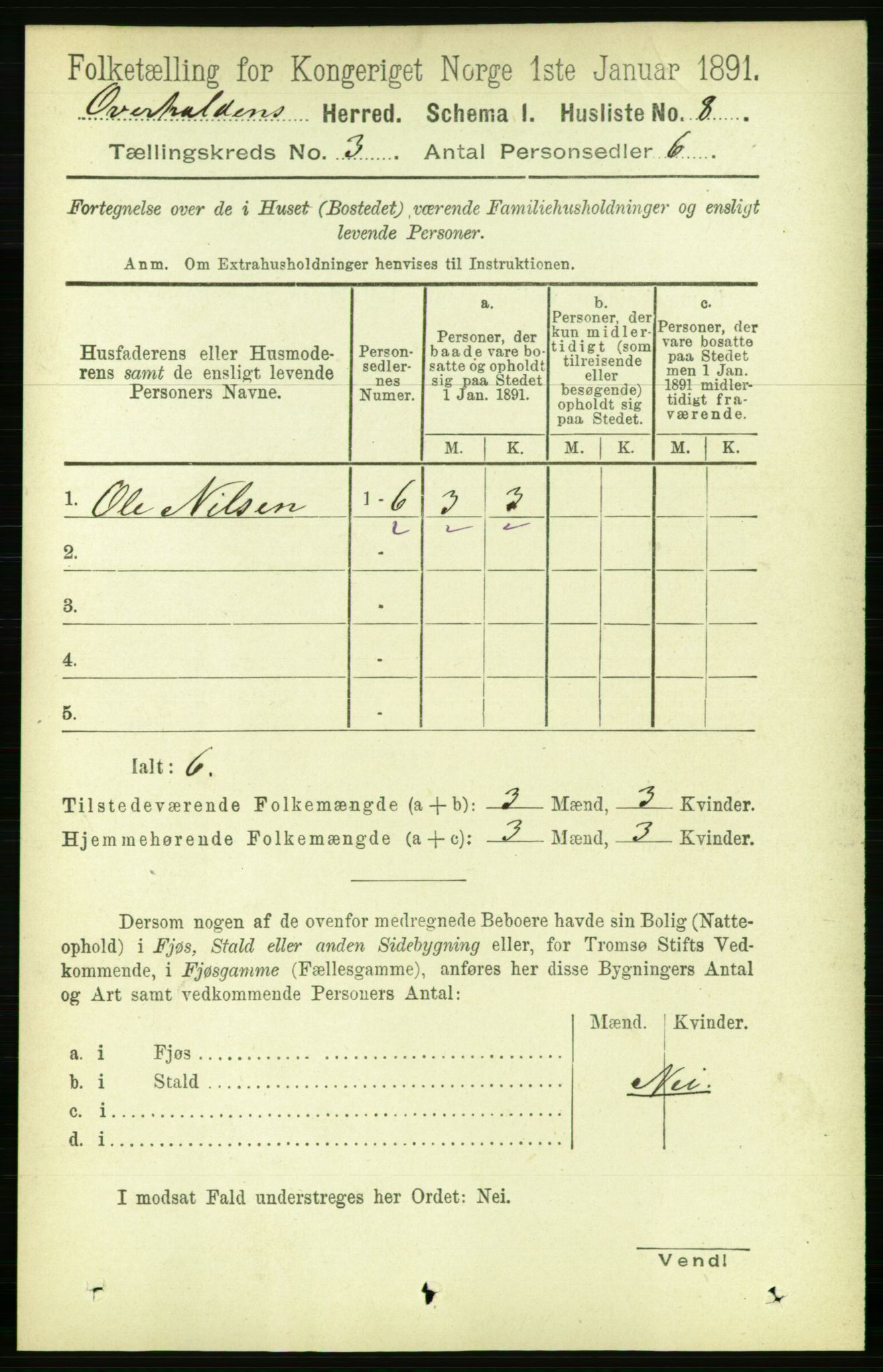 RA, 1891 census for 1744 Overhalla, 1891, p. 719