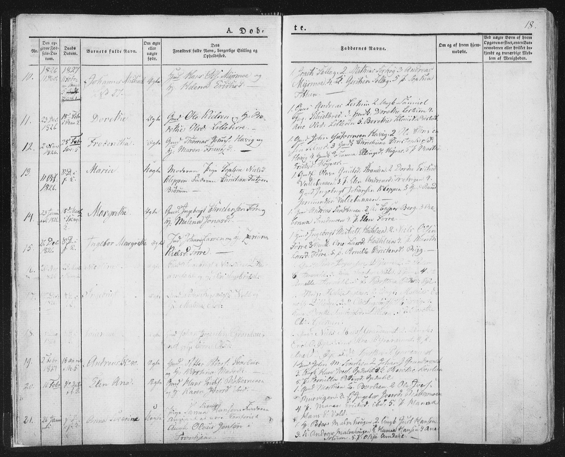 Ministerialprotokoller, klokkerbøker og fødselsregistre - Nord-Trøndelag, AV/SAT-A-1458/764/L0551: Parish register (official) no. 764A07a, 1824-1864, p. 18