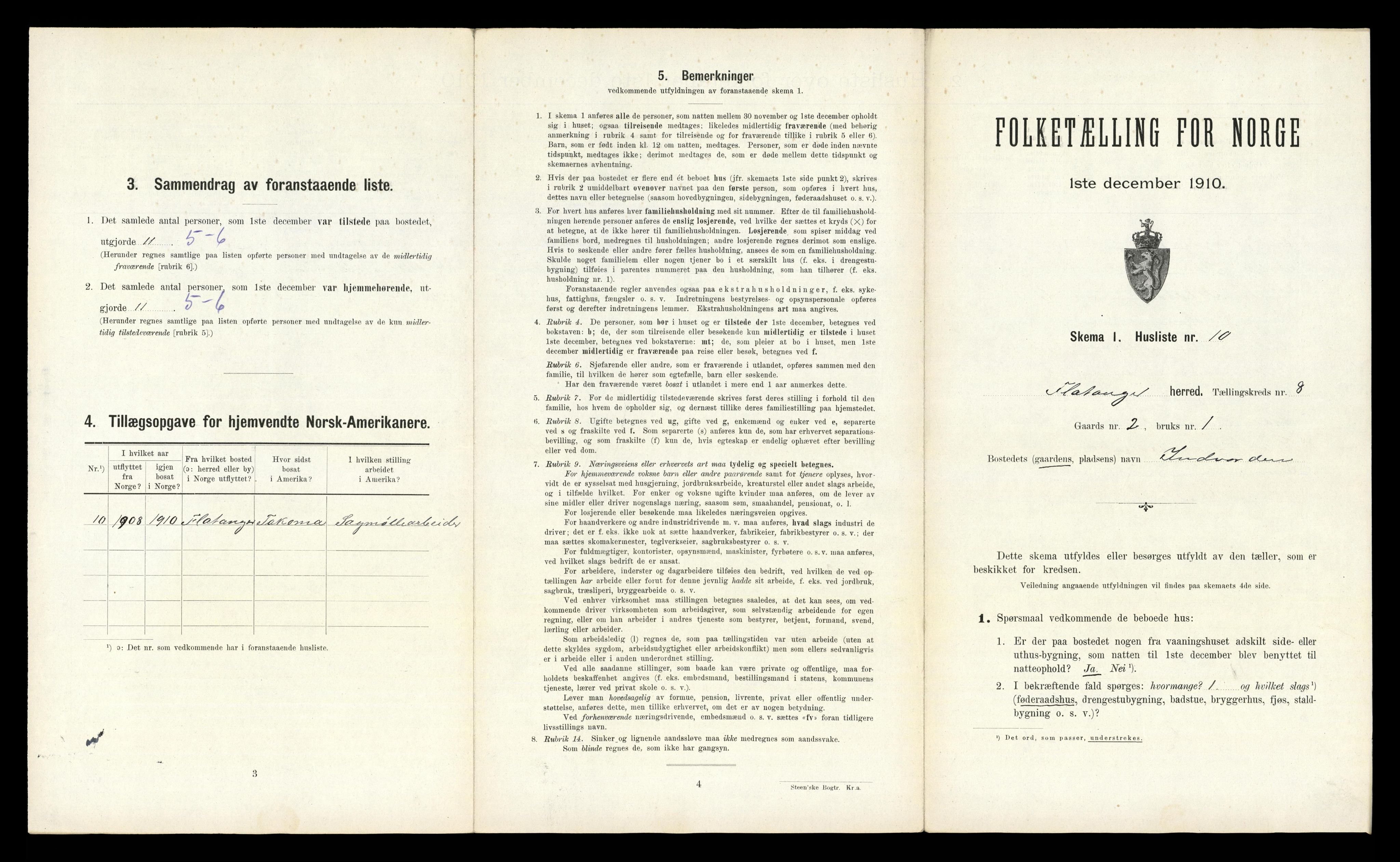 RA, 1910 census for Flatanger, 1910, p. 647