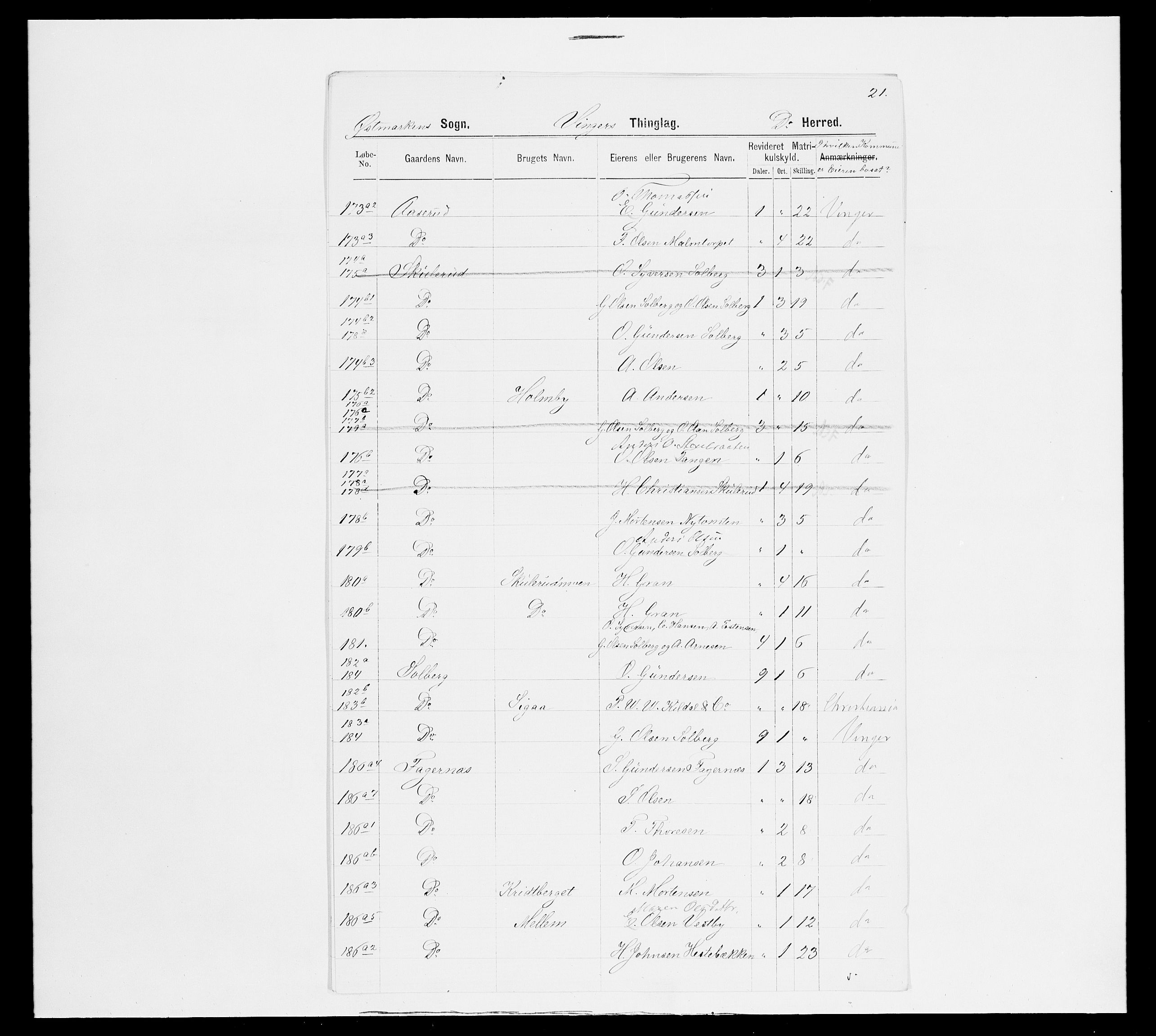 SAH, 1875 census for 0421L Vinger/Vinger og Austmarka, 1875, p. 95