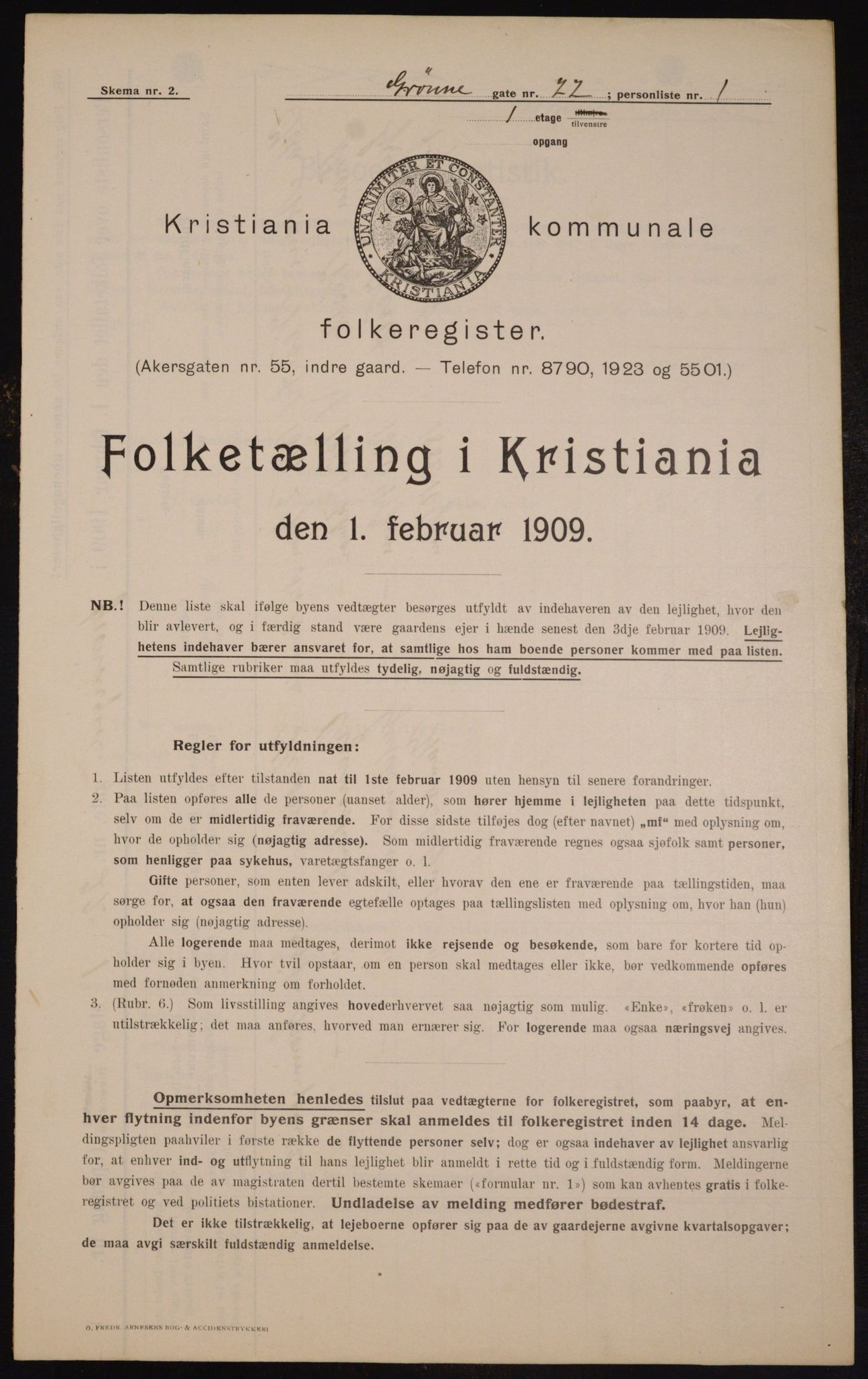 OBA, Municipal Census 1909 for Kristiania, 1909, p. 29526