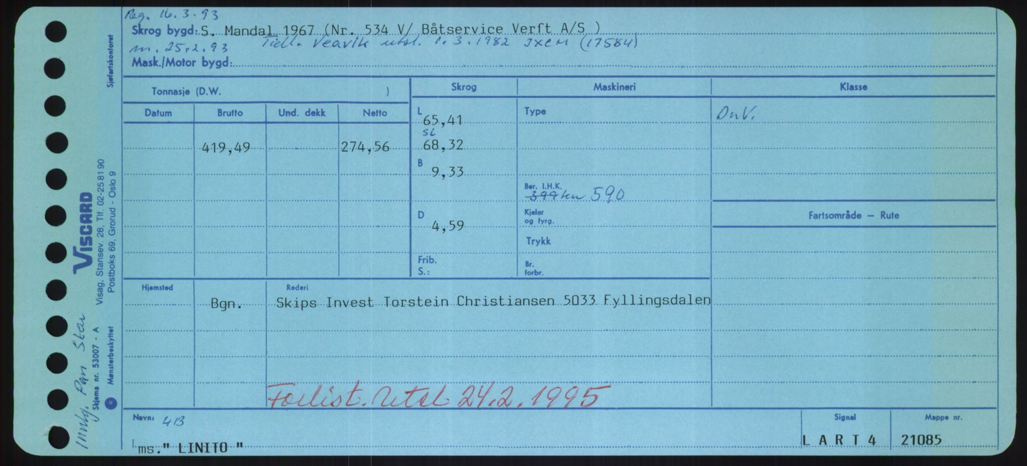 Sjøfartsdirektoratet med forløpere, Skipsmålingen, AV/RA-S-1627/H/Hd/L0023: Fartøy, Lia-Løv, p. 169