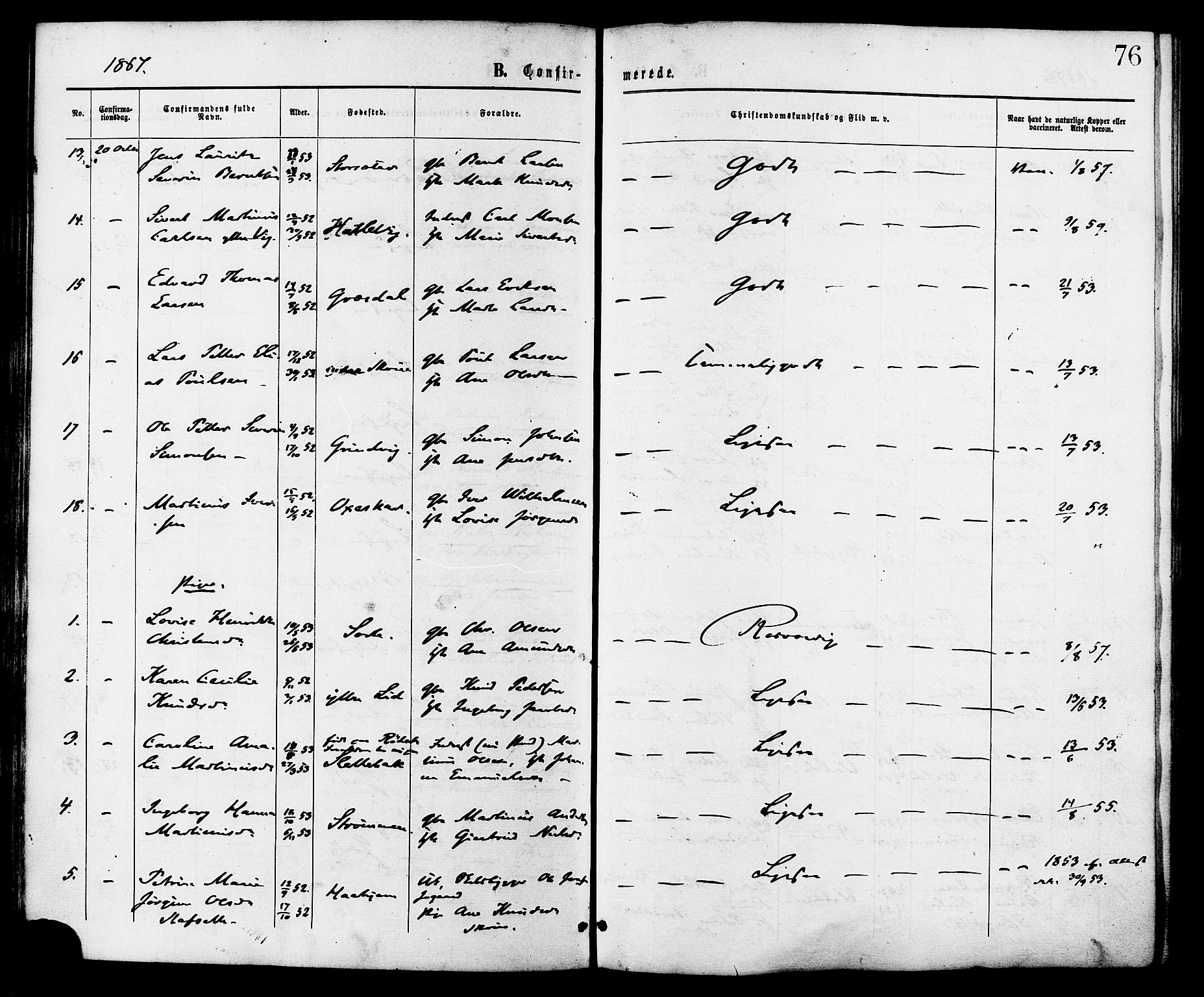 Ministerialprotokoller, klokkerbøker og fødselsregistre - Møre og Romsdal, AV/SAT-A-1454/524/L0355: Parish register (official) no. 524A07, 1864-1879, p. 76