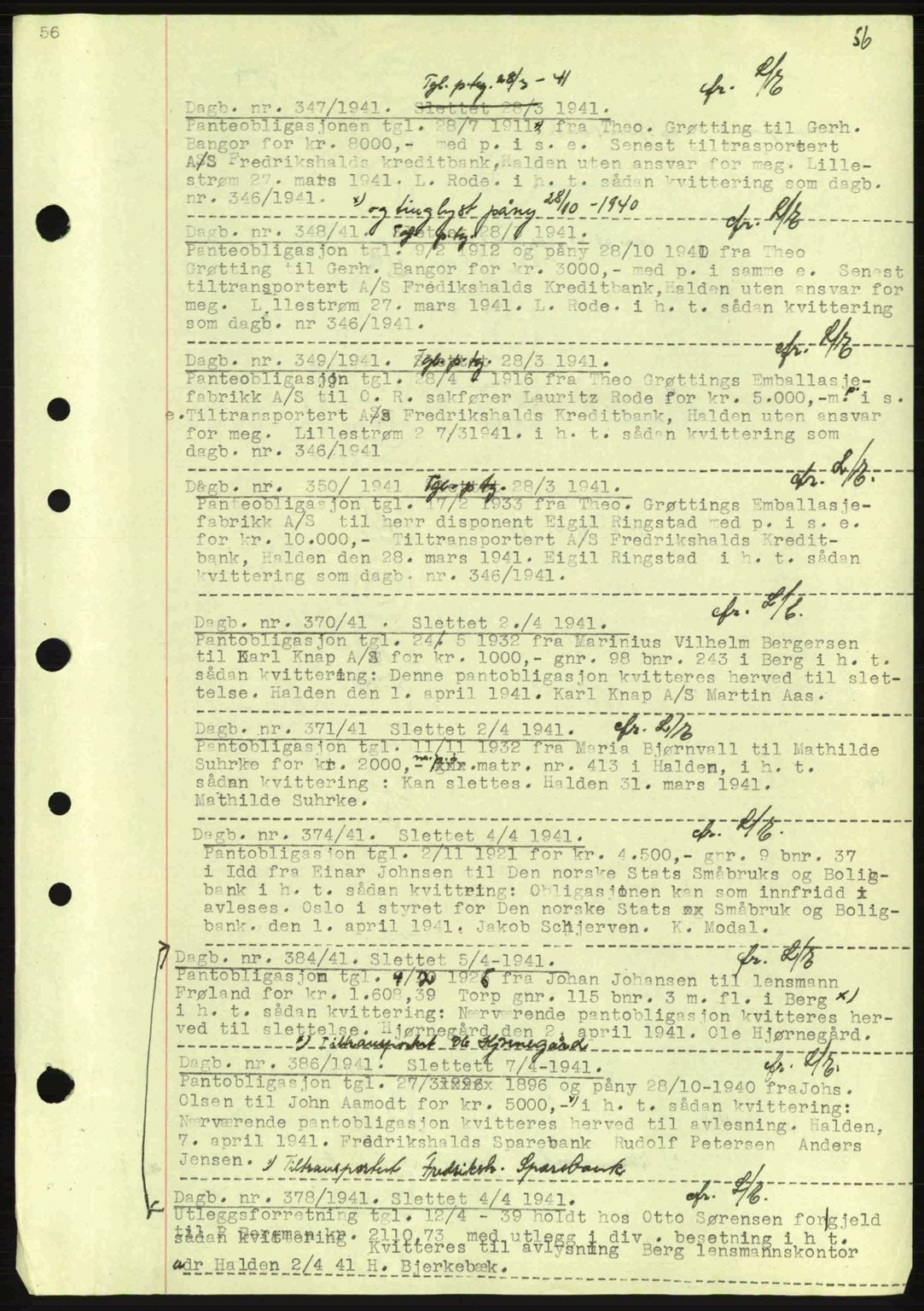 Idd og Marker sorenskriveri, AV/SAO-A-10283/G/Gb/Gbc/L0002: Mortgage book no. B4-9a, 1939-1945, Diary no: : 347/1941