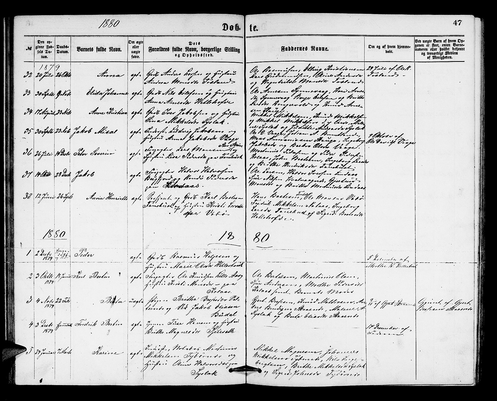 Lindås Sokneprestembete, SAB/A-76701/H/Hab: Parish register (copy) no. B 2, 1867-1885, p. 47