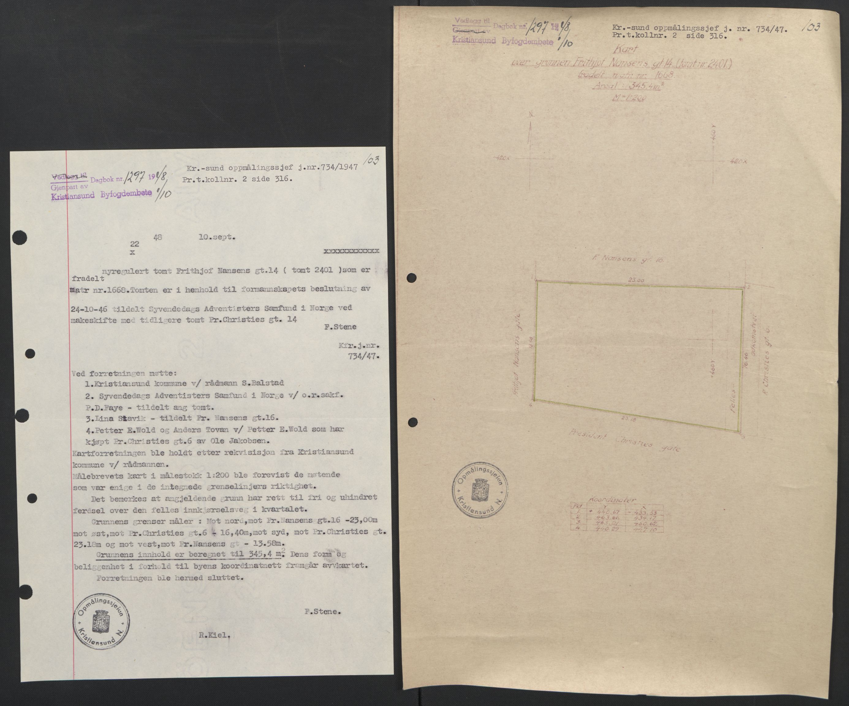 Kristiansund byfogd, AV/SAT-A-4587/A/27: Mortgage book no. 42, 1947-1950, Diary no: : 1297/1948