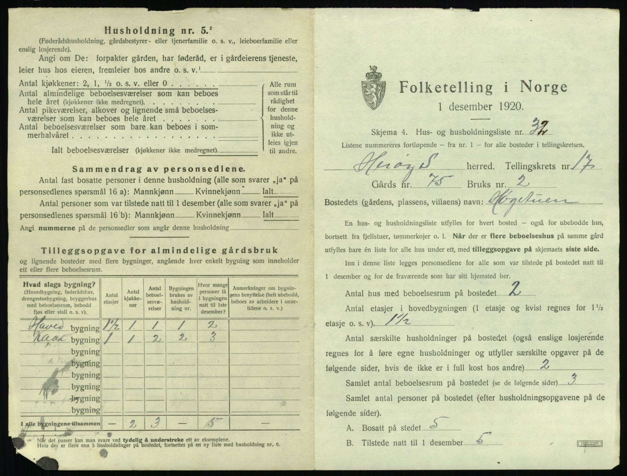 SAT, 1920 census for Herøy (MR), 1920, p. 1429