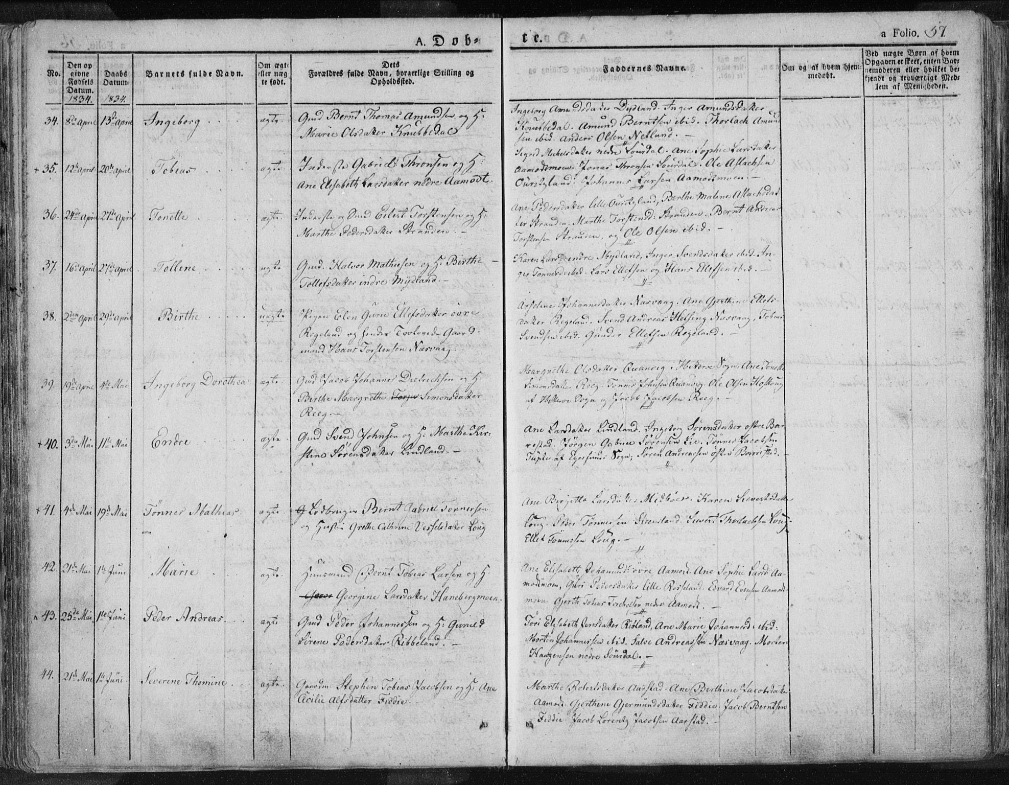 Sokndal sokneprestkontor, AV/SAST-A-101808: Parish register (official) no. A 7.1, 1826-1842, p. 57