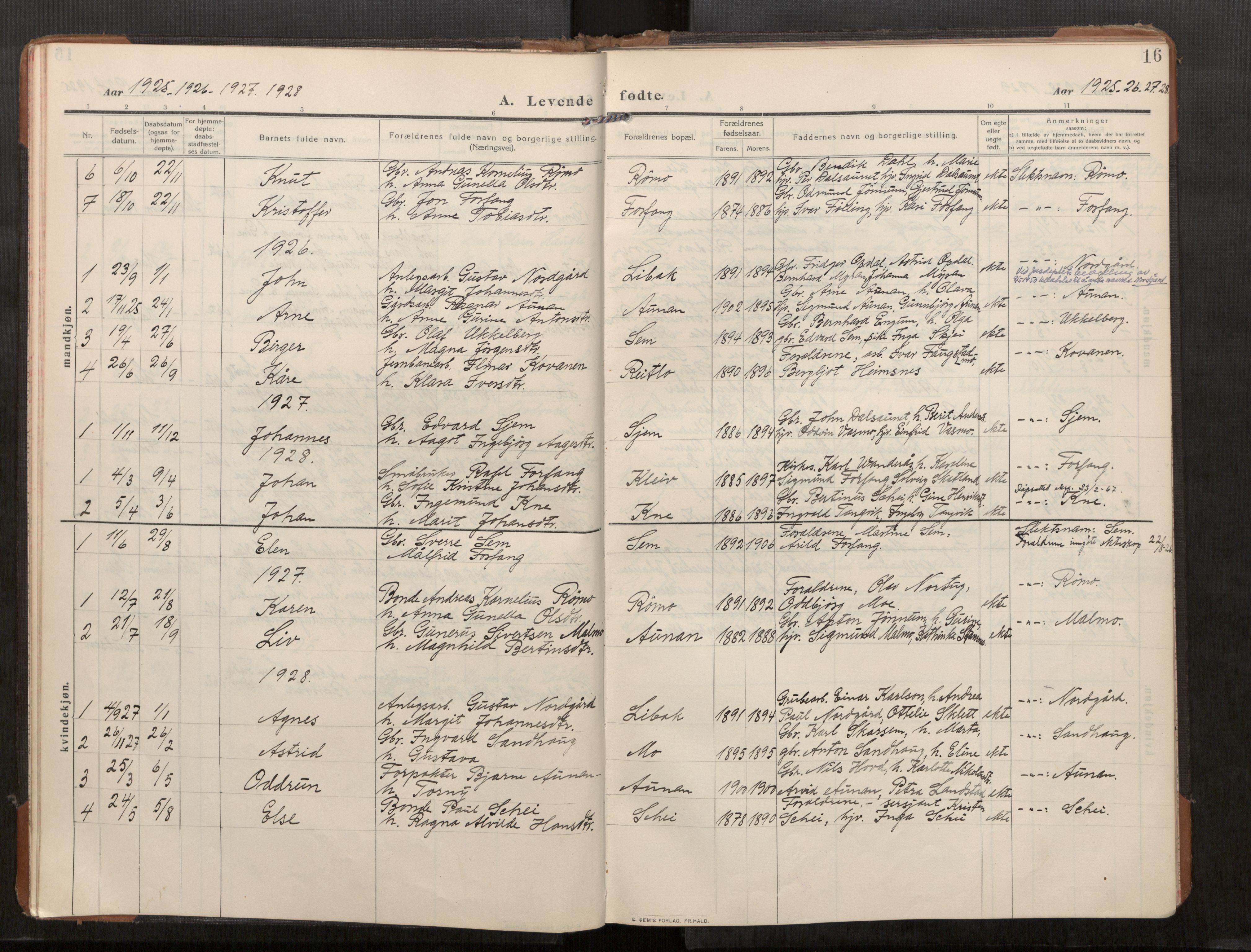 Stod sokneprestkontor, AV/SAT-A-1164/1/I/I1/I1a/L0003: Parish register (official) no. 3, 1909-1934, p. 16