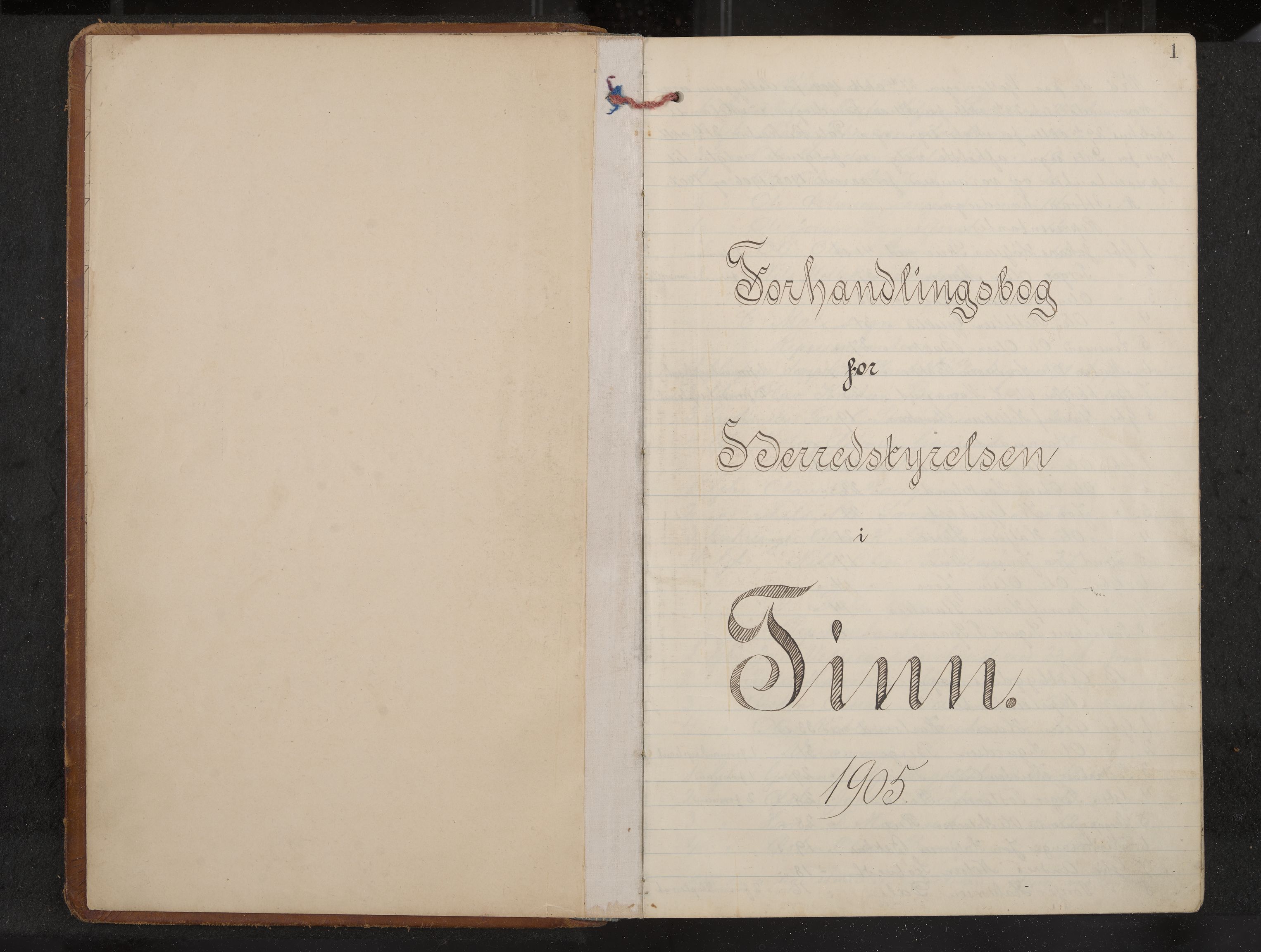 Tinn formannskap og sentraladministrasjon, IKAK/0826021-1/A/Aa/L0003: Møtebok med register, 1904-1914, p. 1