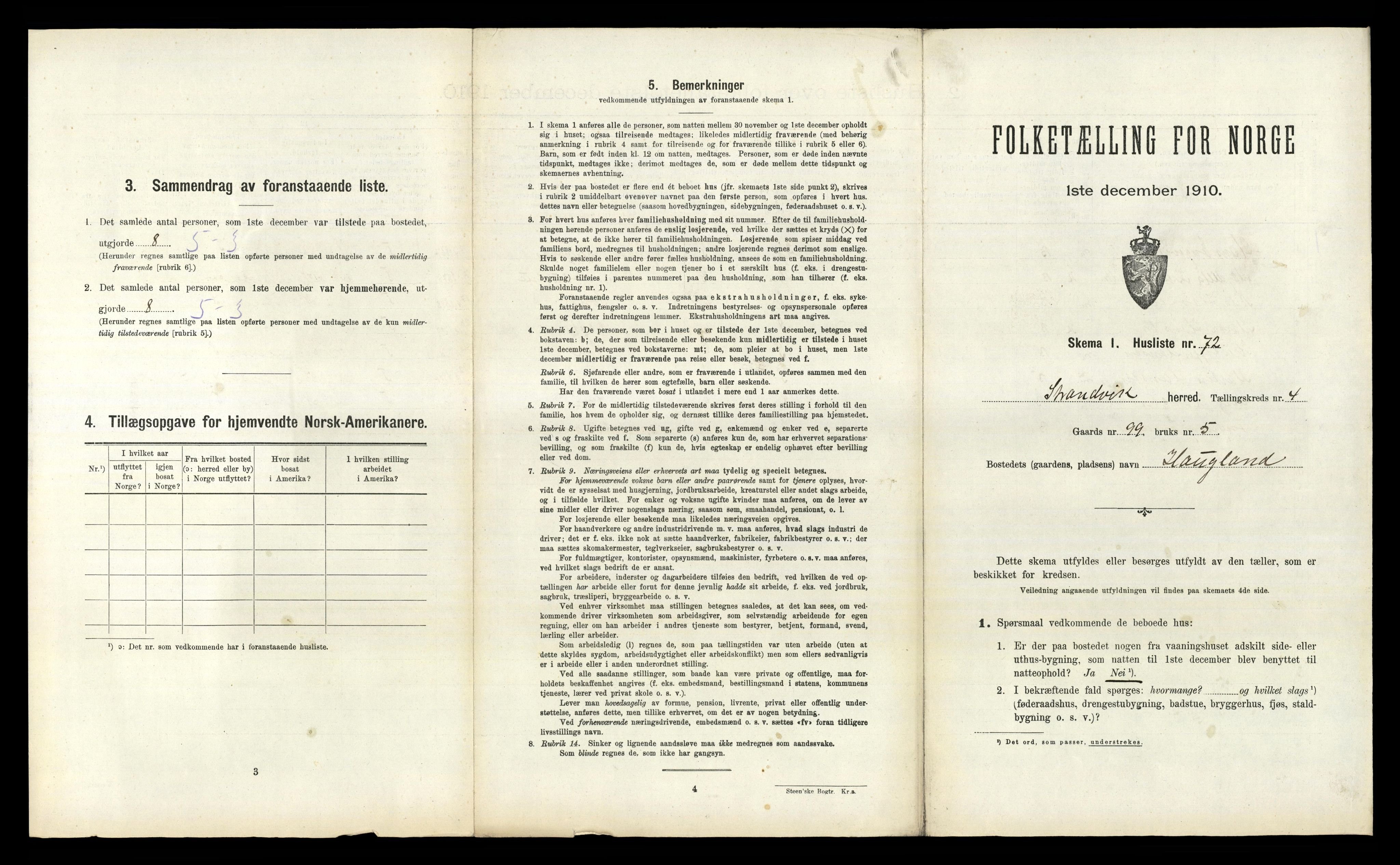 RA, 1910 census for Strandvik, 1910, p. 413